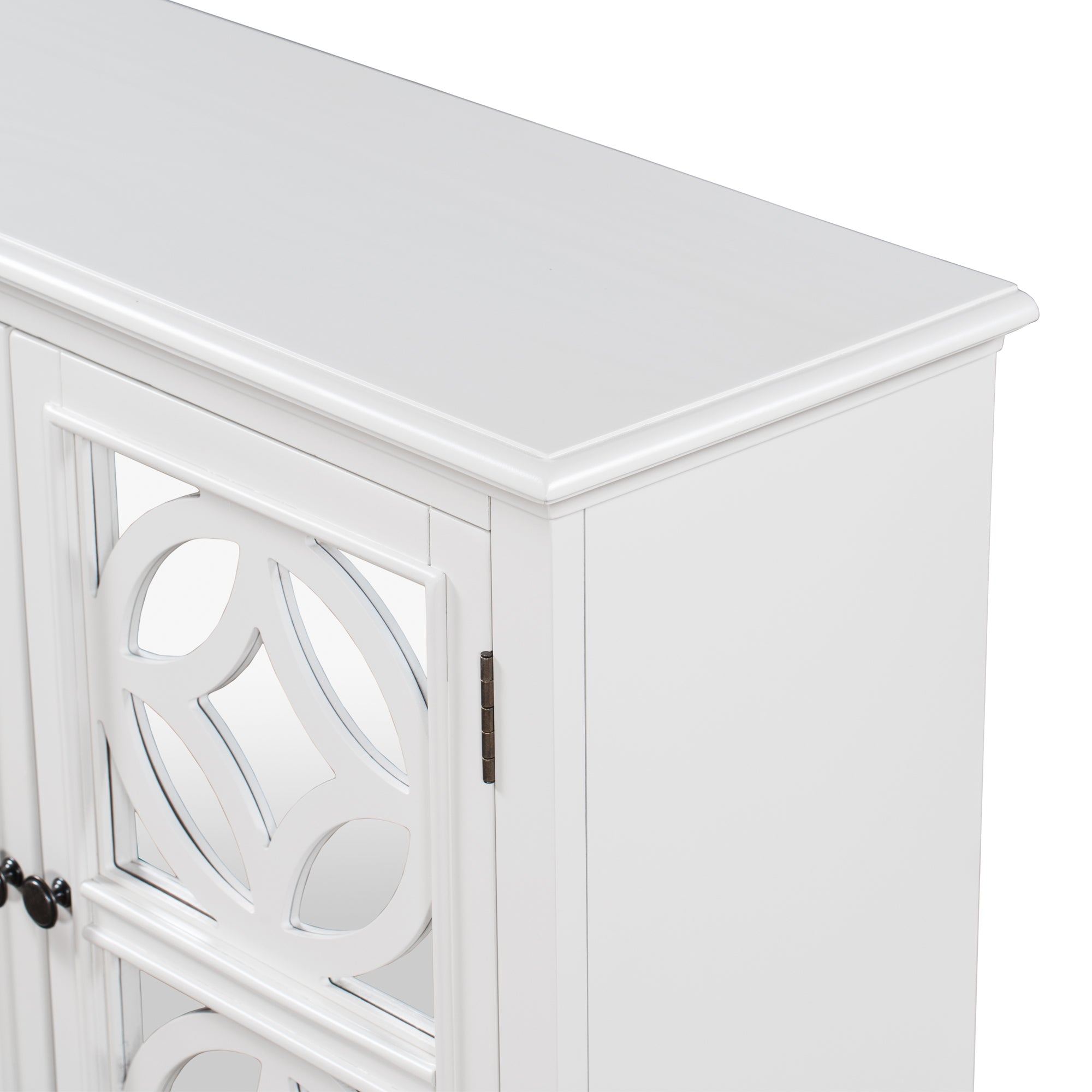 Wood Double Mirrored Door Accent Cabinet with Adjustable Shelf