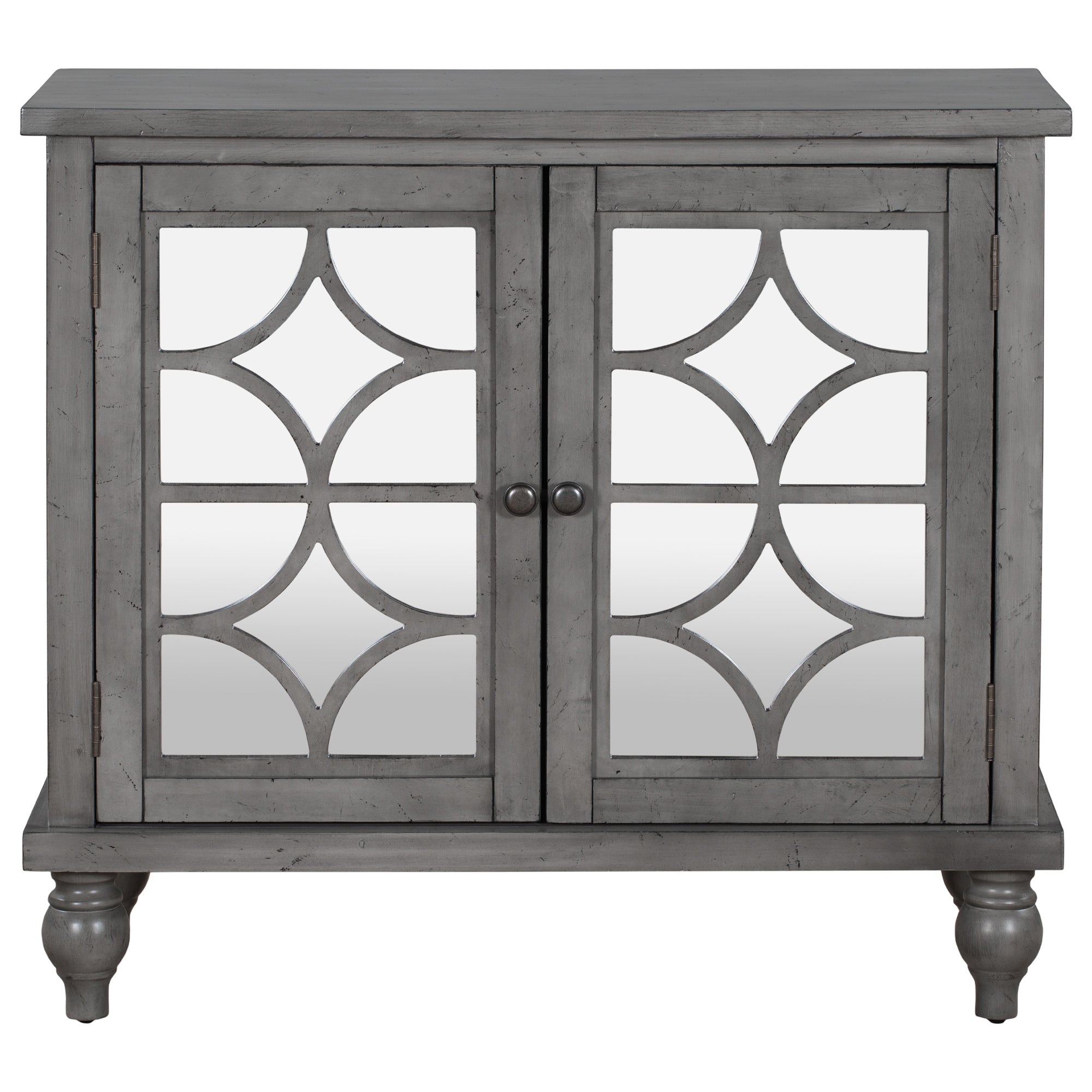 Wood Double Mirrored Door Accent Cabinet with Adjustable Shelf