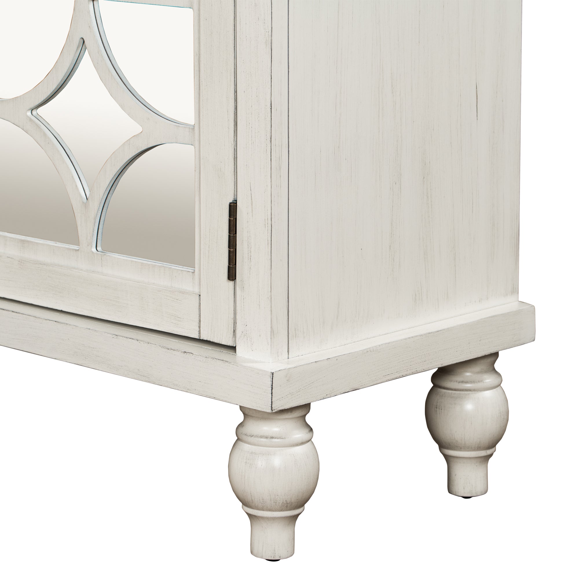 Wood Double Mirrored Door Accent Cabinet with Adjustable Shelf