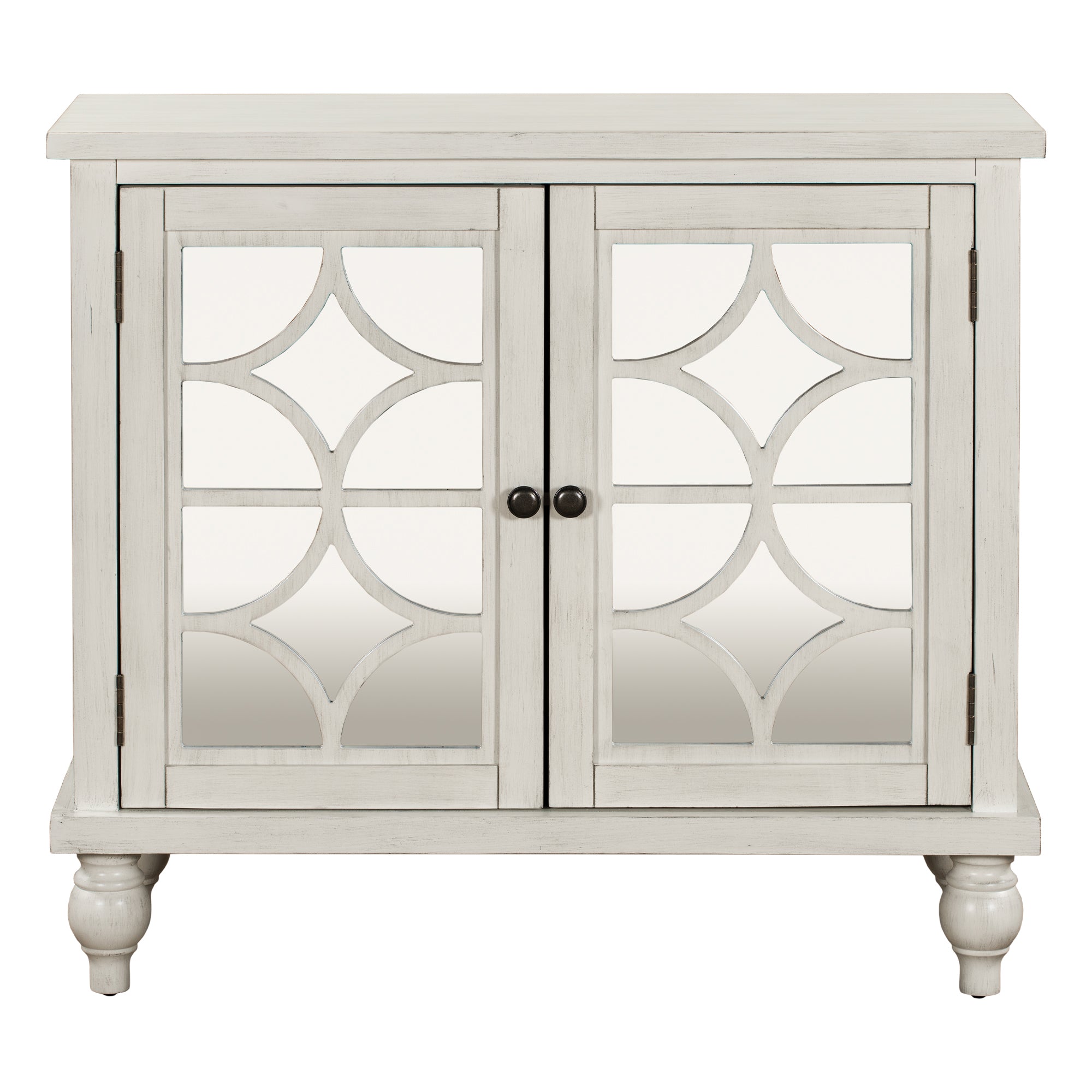 Wood Double Mirrored Door Accent Cabinet with Adjustable Shelf