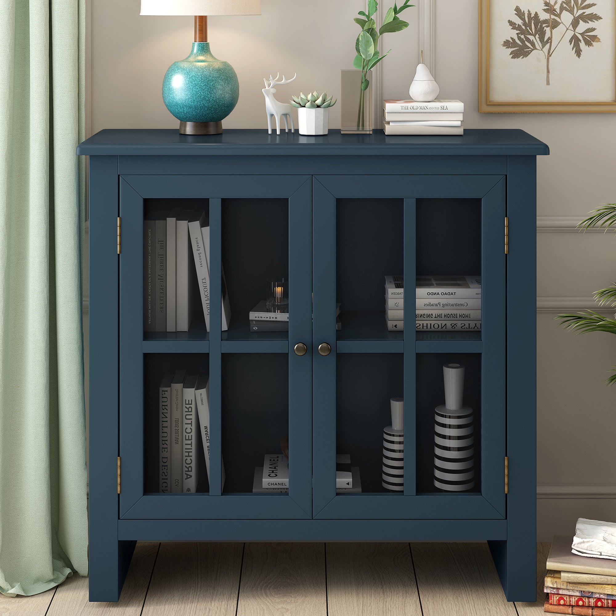 Wood Double Door Accent Cabinet with Adjustable Shelf