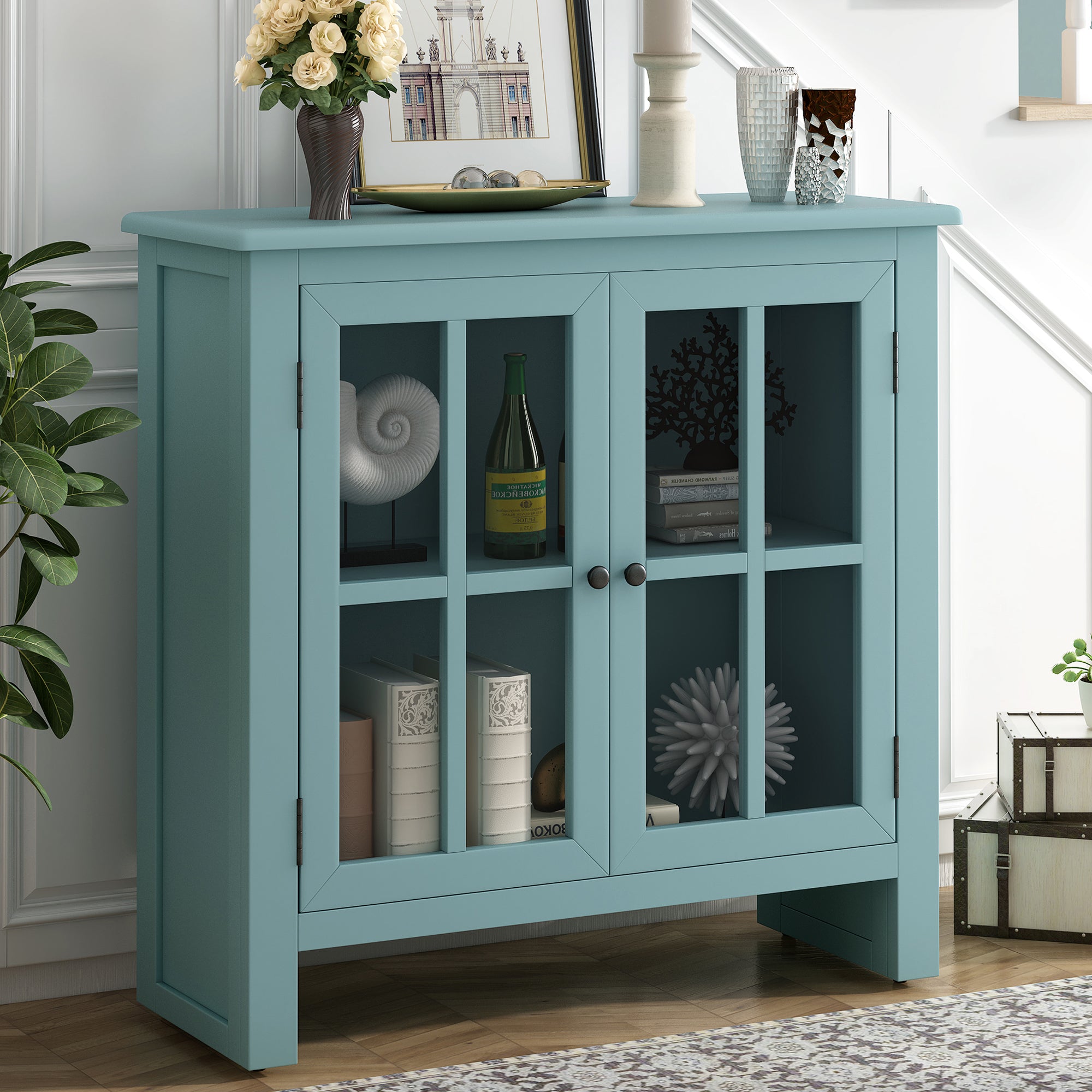 Wood Double Door Accent Cabinet with Adjustable Shelf