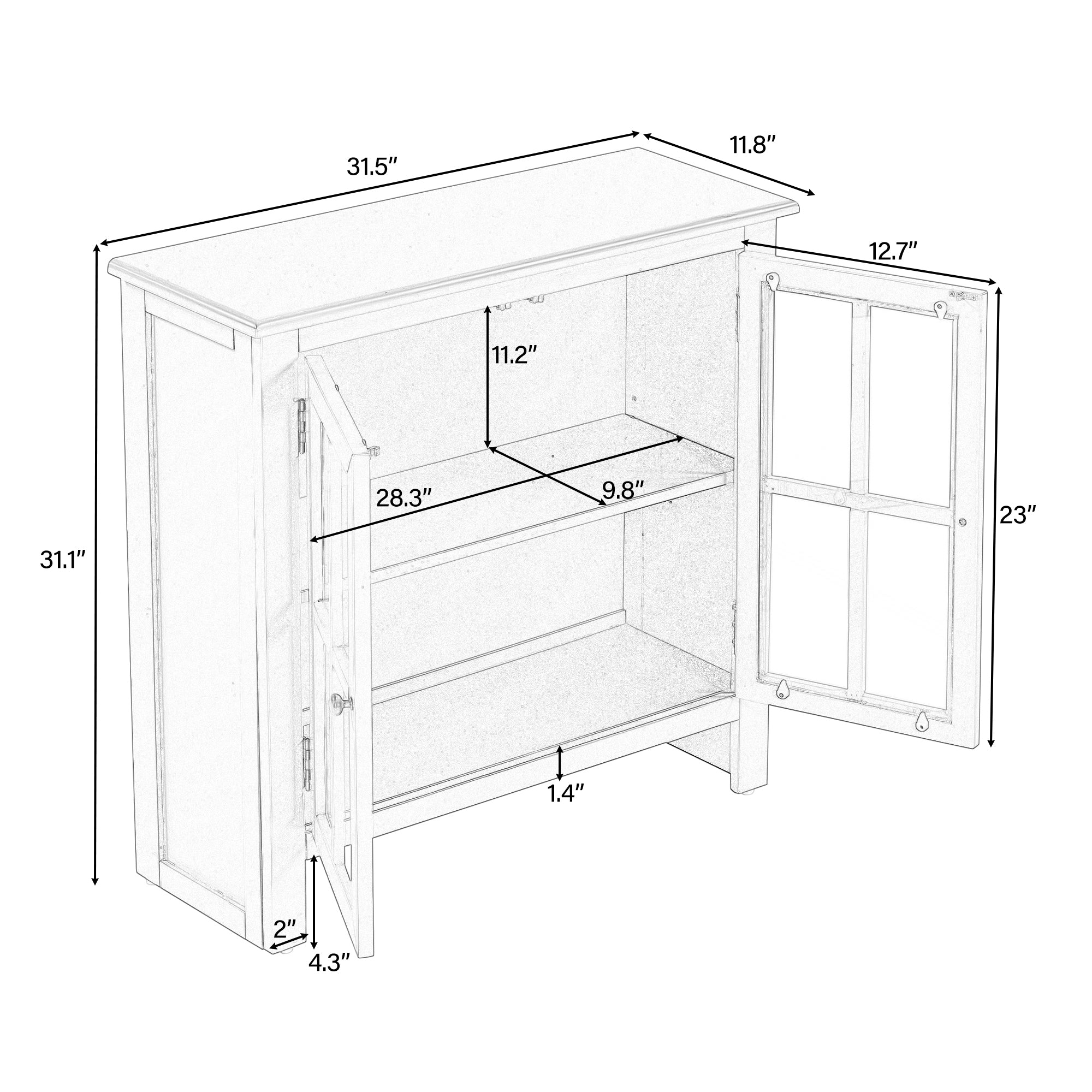 Wood Double Door Accent Cabinet with Adjustable Shelf