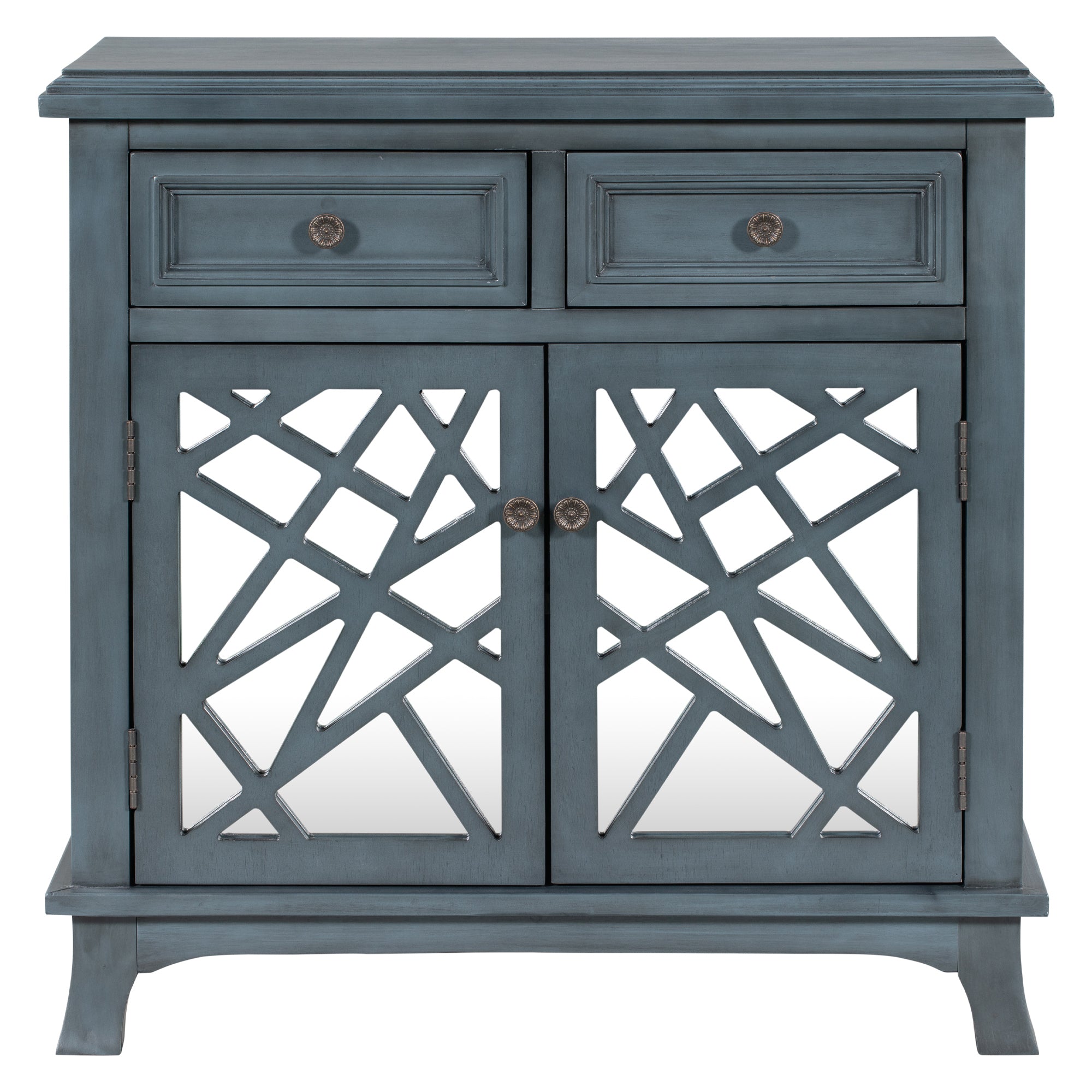 Wood Double Door Accent Cabinet with 2 Drawers