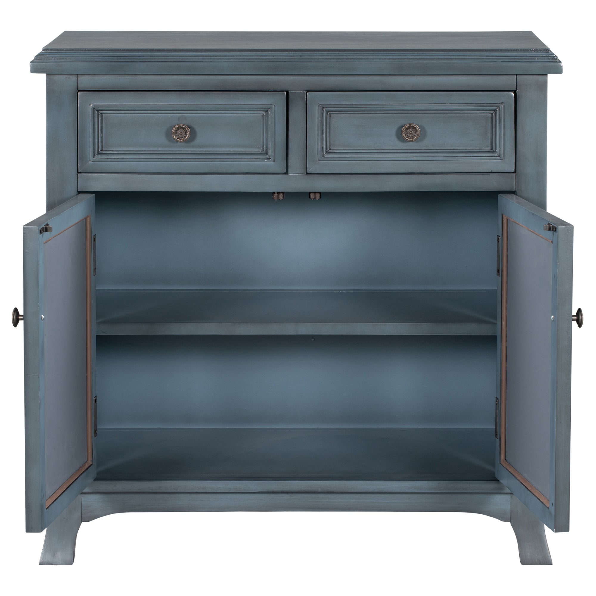 Wood Double Door Accent Cabinet with 2 Drawers