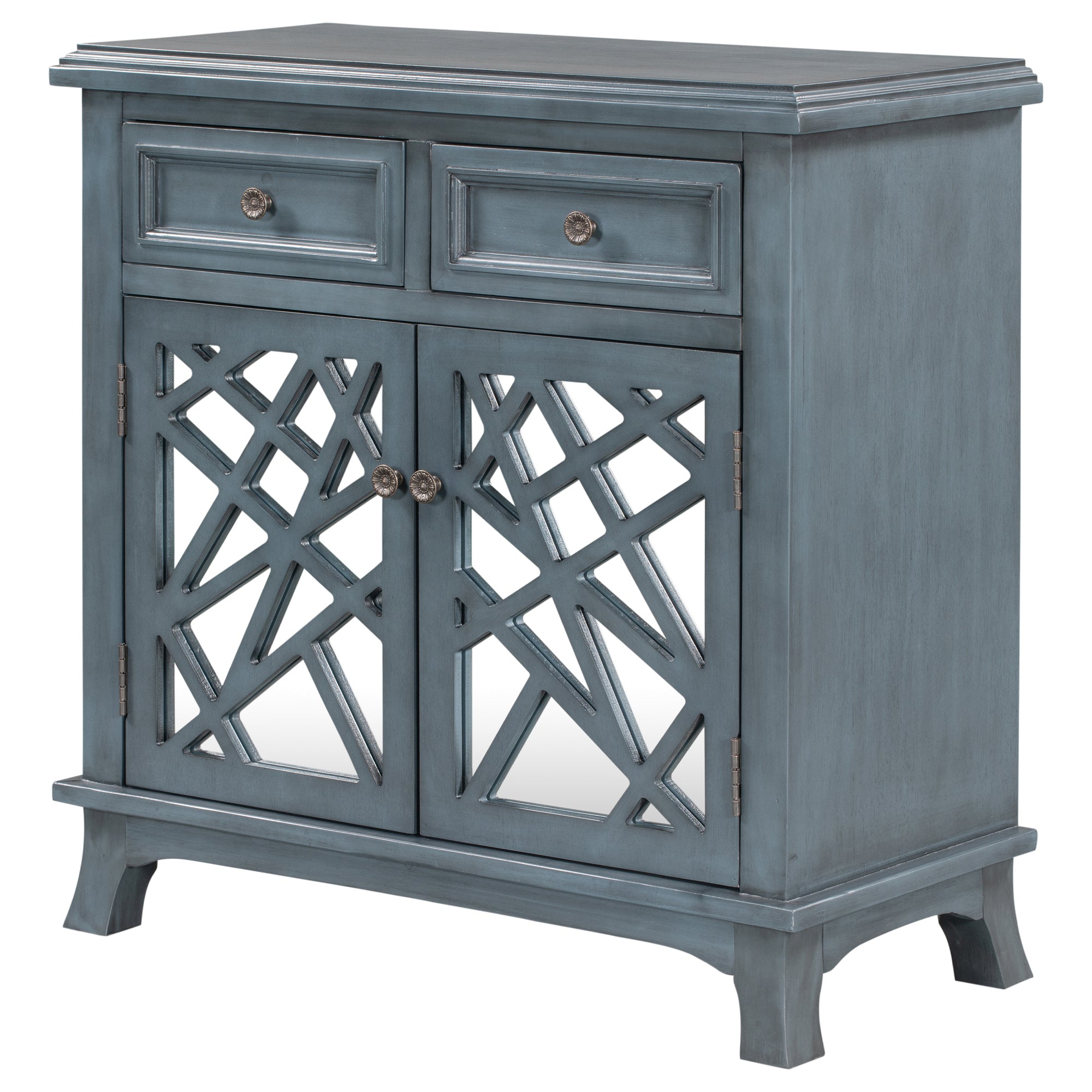 Wood Double Door Accent Cabinet with 2 Drawers