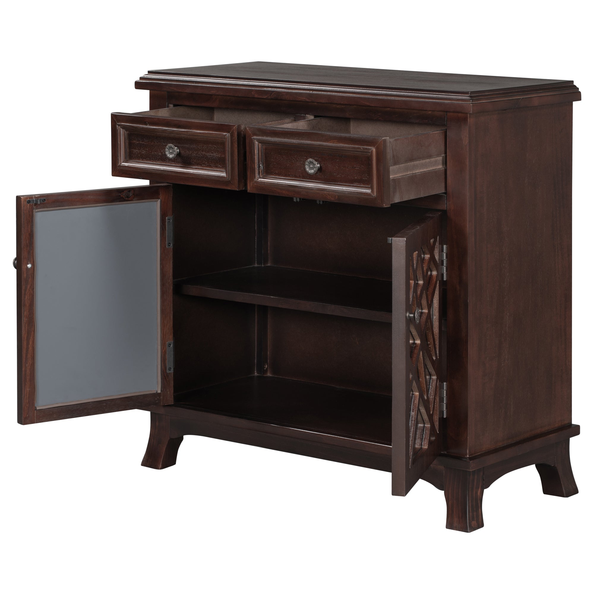 Wood Double Door Accent Cabinet with 2 Drawers