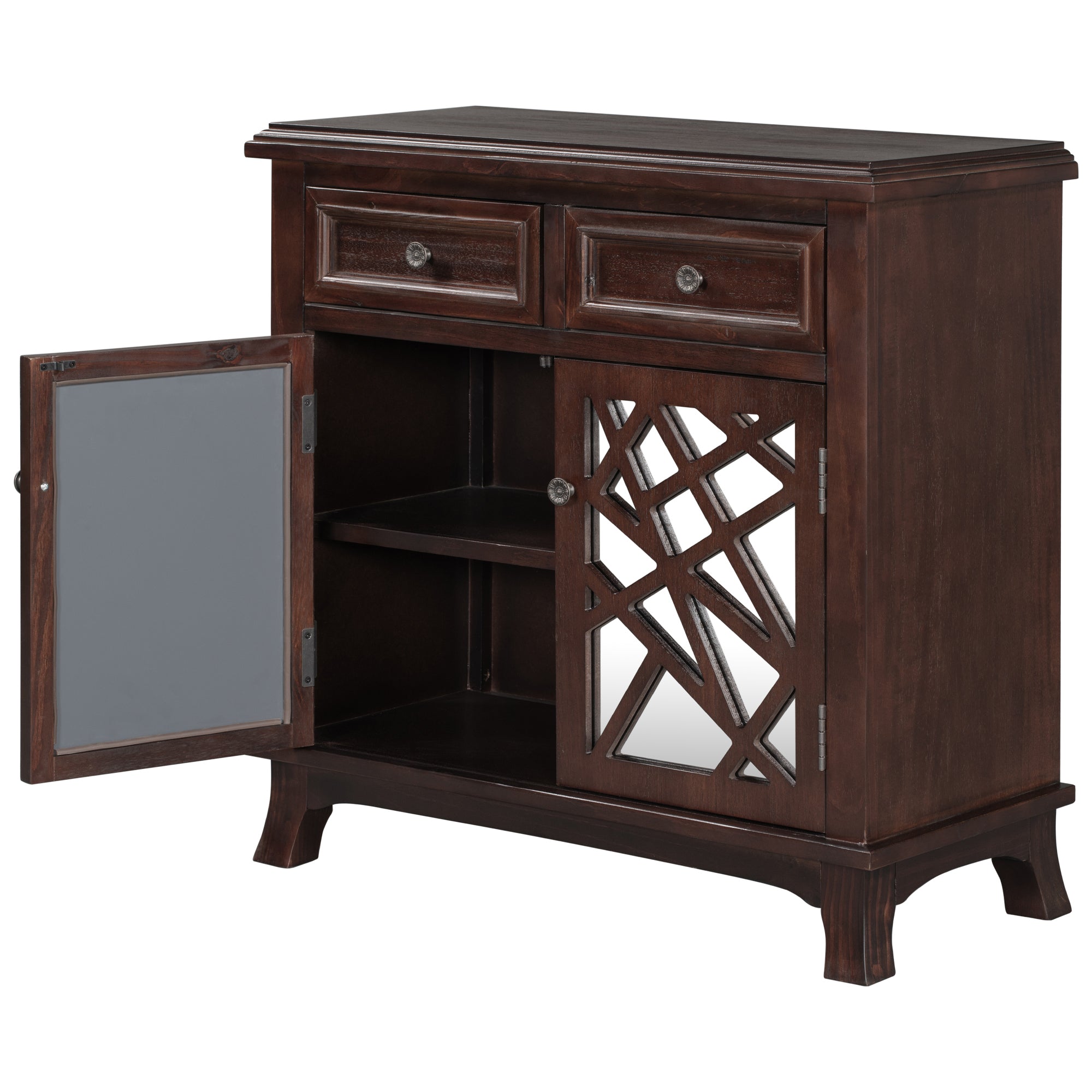 Wood Double Door Accent Cabinet with 2 Drawers