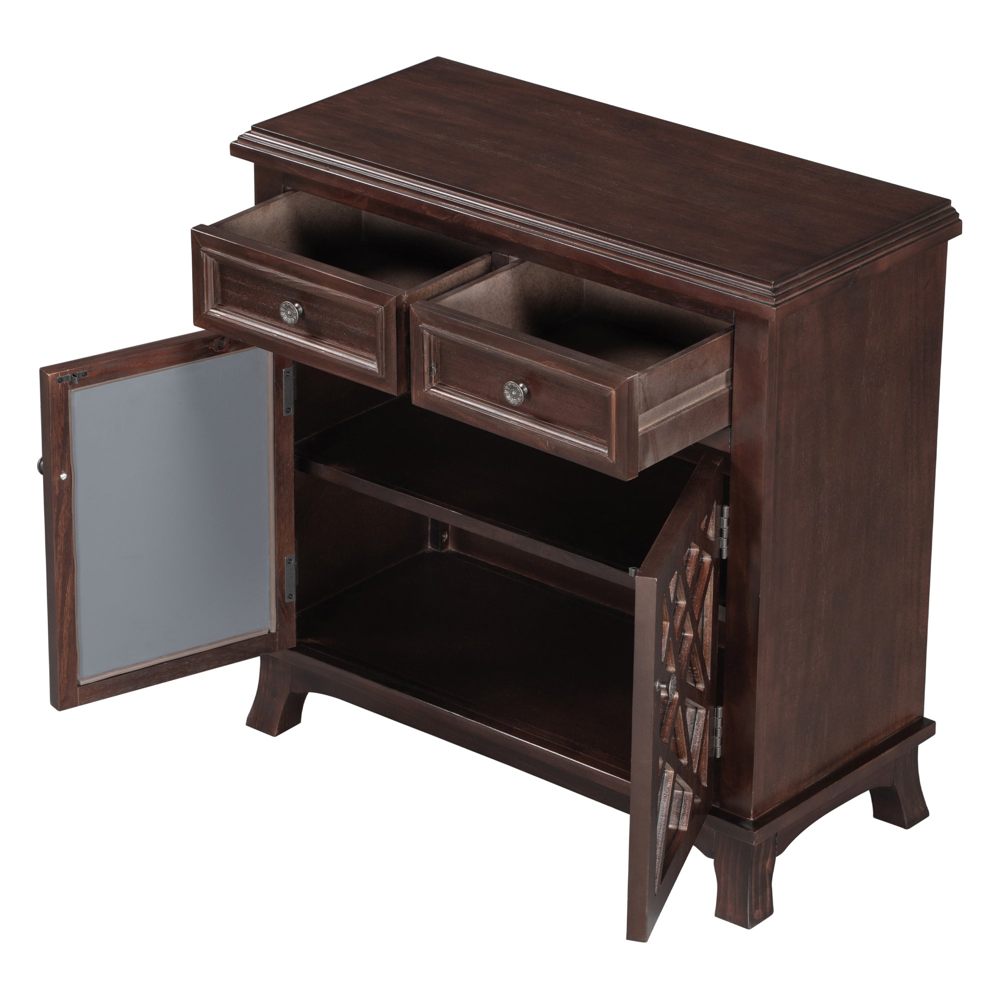 Wood Double Door Accent Cabinet with 2 Drawers