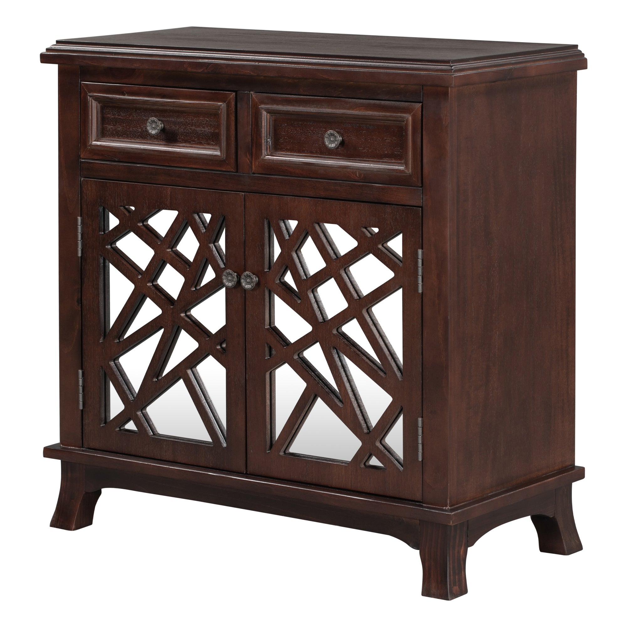 Wood Double Door Accent Cabinet with 2 Drawers