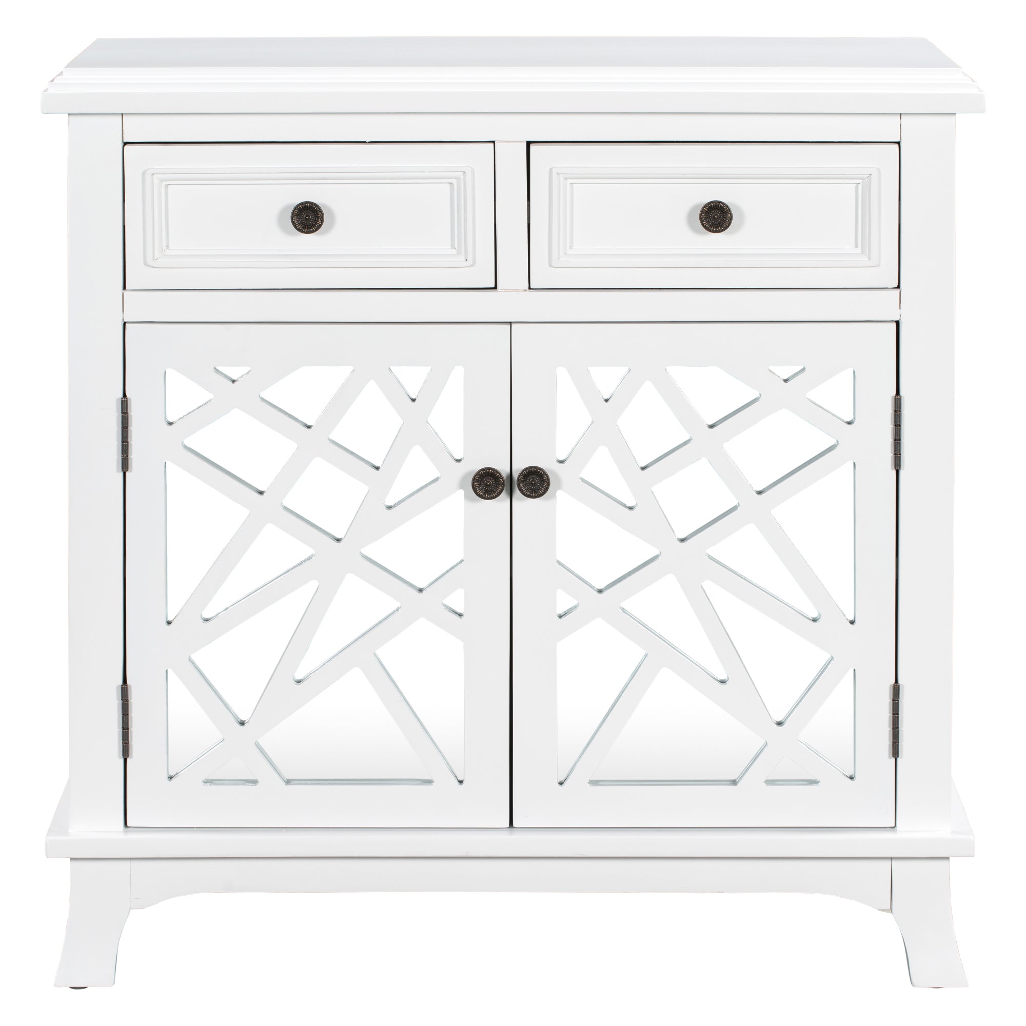 Wood Double Door Accent Cabinet with 2 Drawers