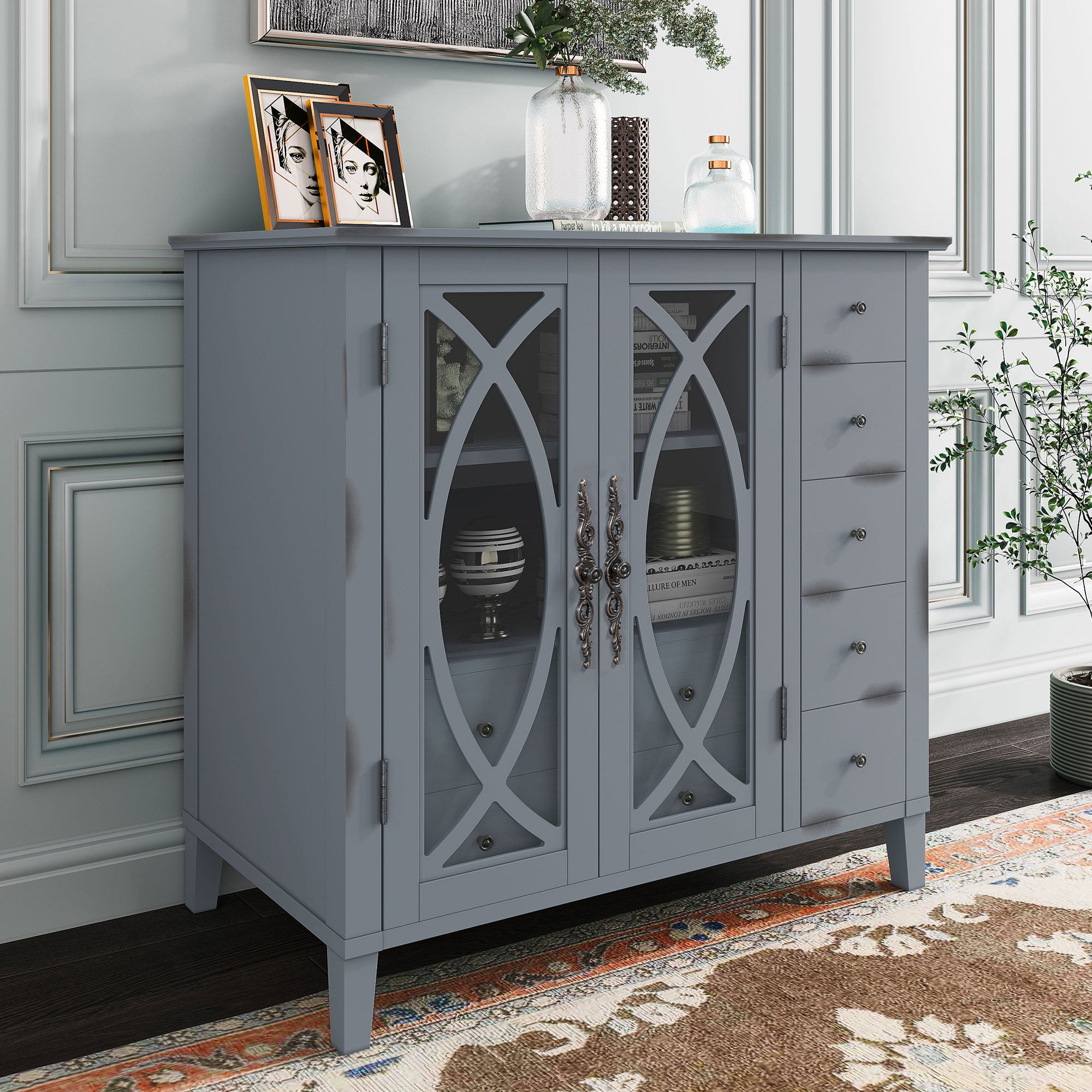 32" Wood 2-door Accent Storage Cabinet
