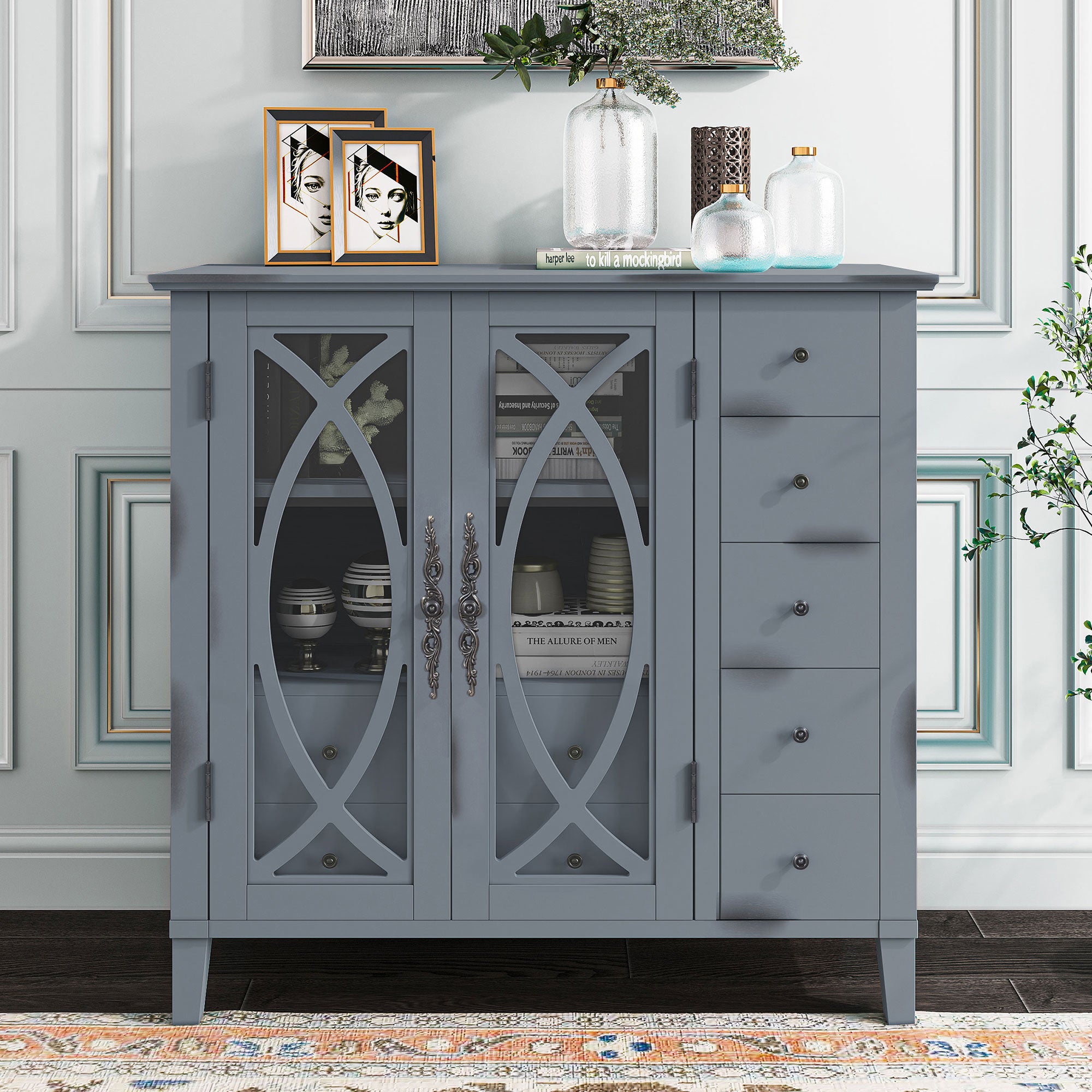 32" Wood 2-door Accent Storage Cabinet