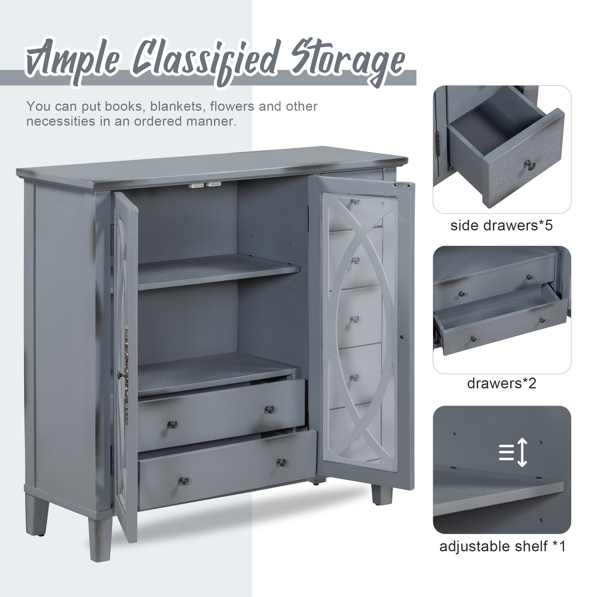 32" Wood 2-door Accent Storage Cabinet