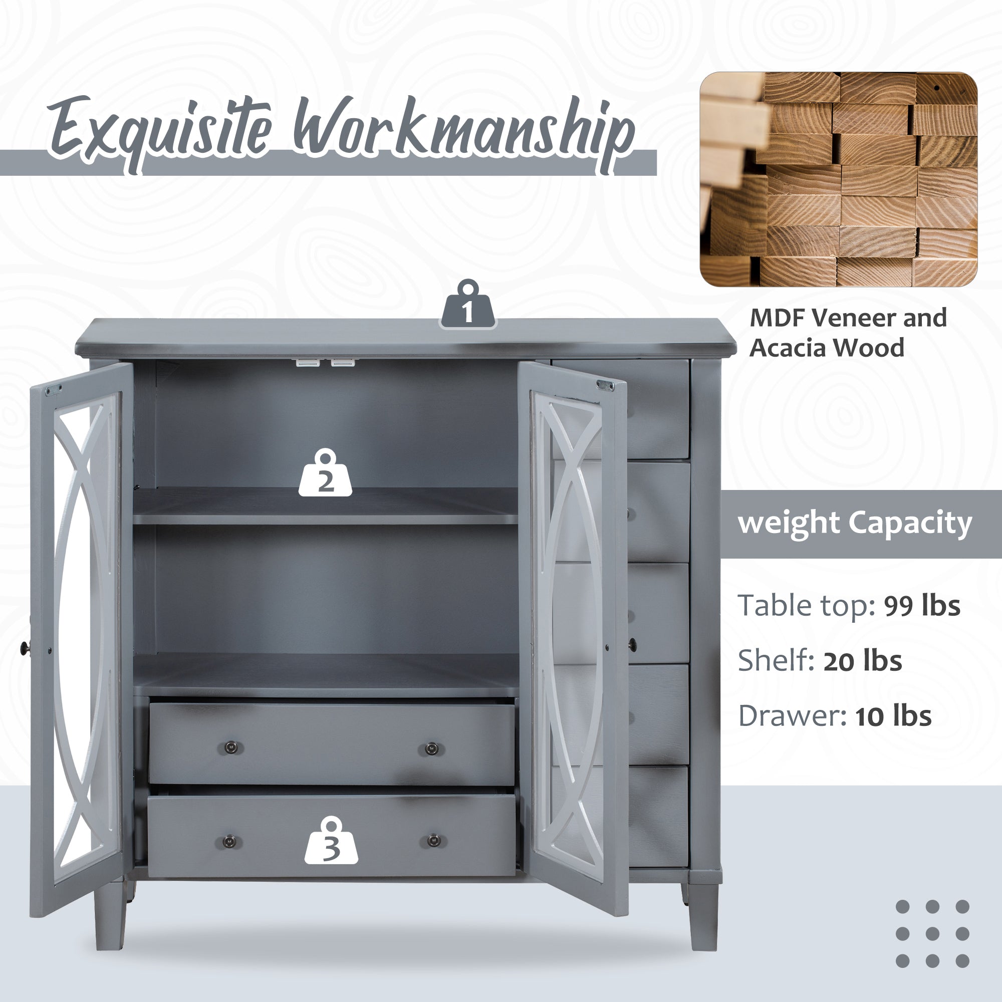 32" Wood 2-door Accent Storage Cabinet