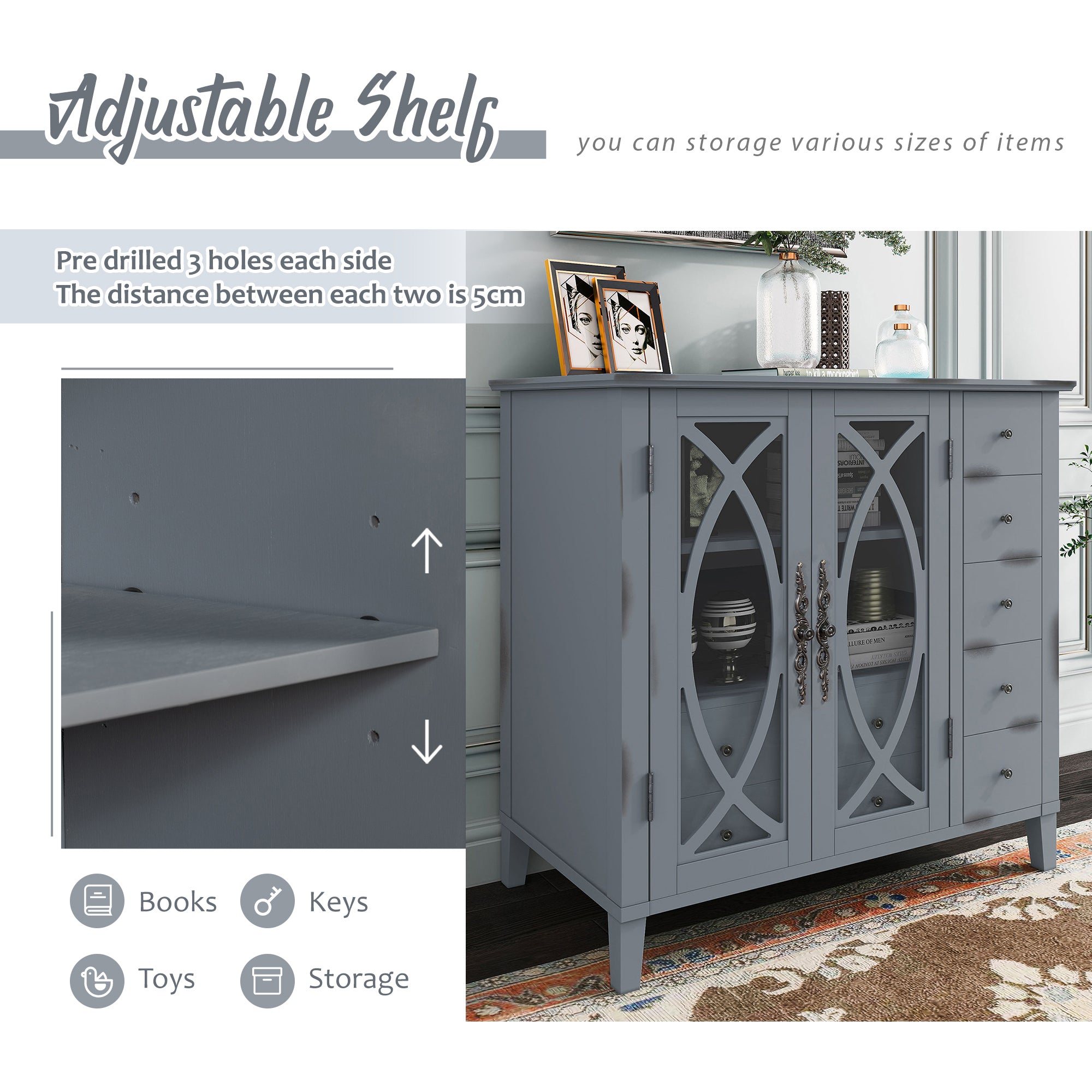 32" Wood 2-door Accent Storage Cabinet