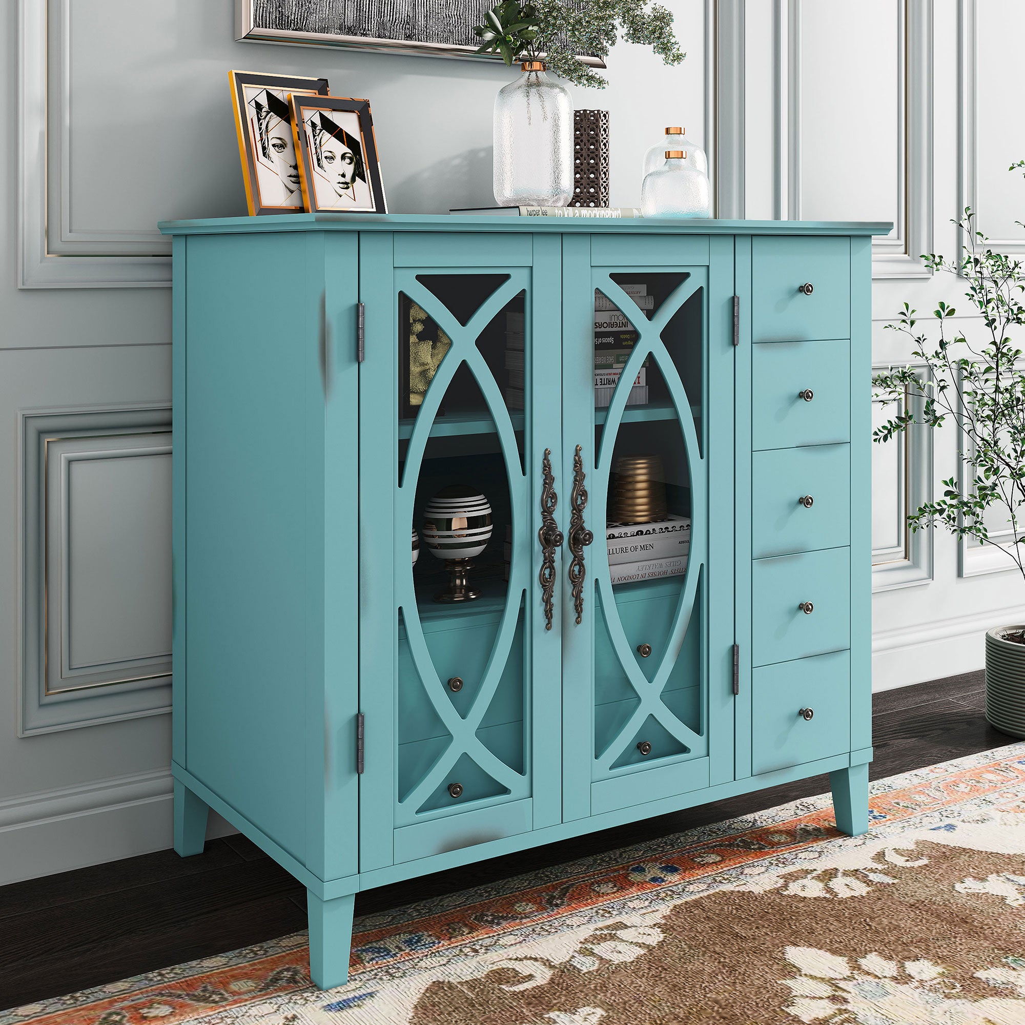 32" Wood 2-door Accent Storage Cabinet