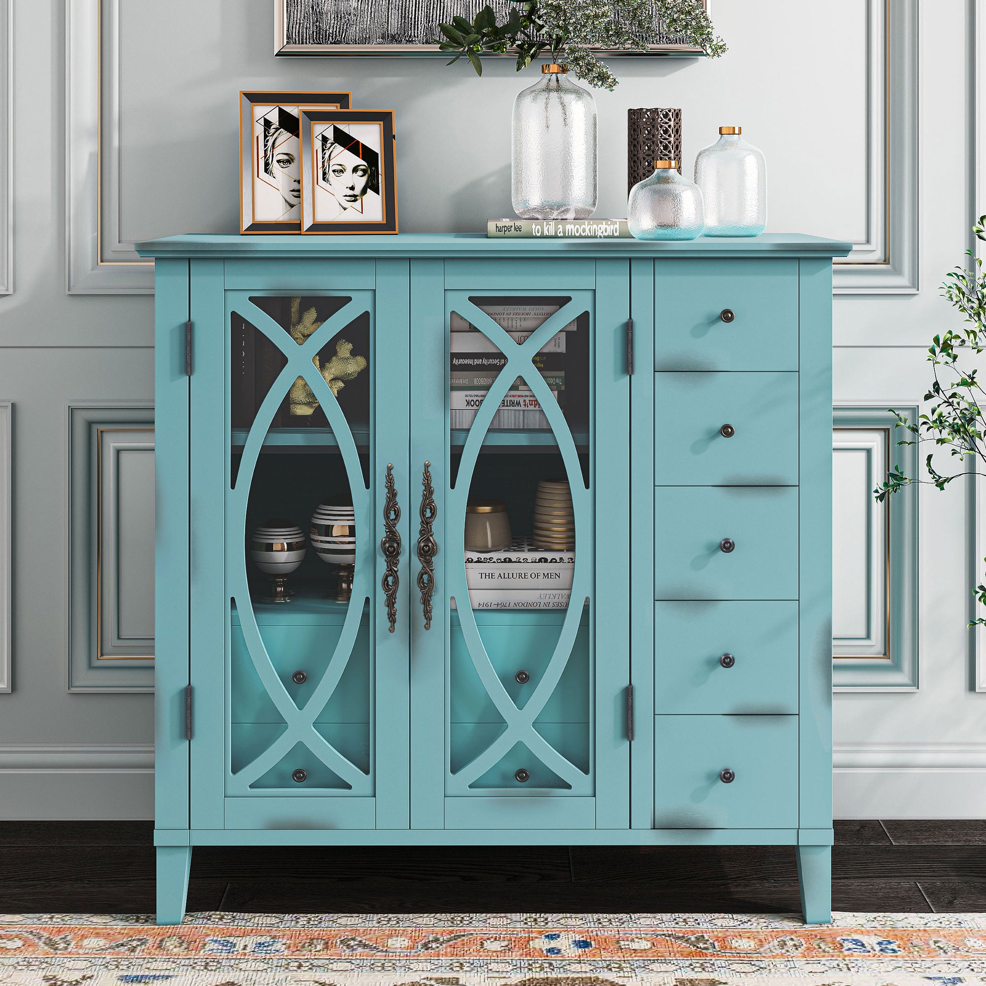 32" Wood 2-door Accent Storage Cabinet