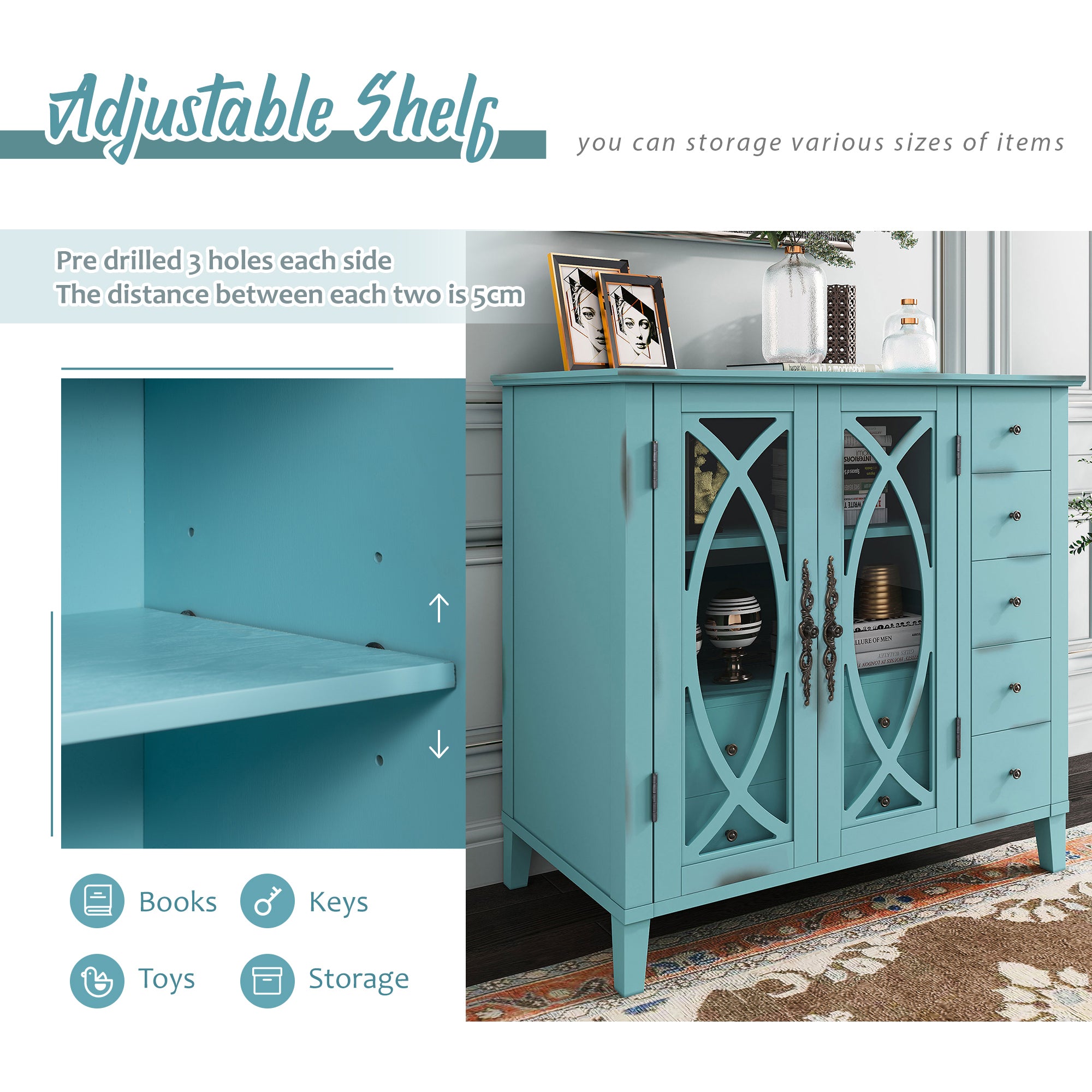 32" Wood 2-door Accent Storage Cabinet