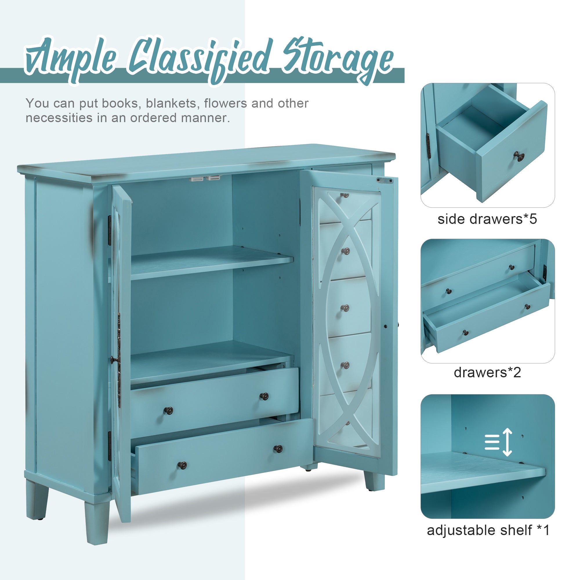 32" Wood 2-door Accent Storage Cabinet