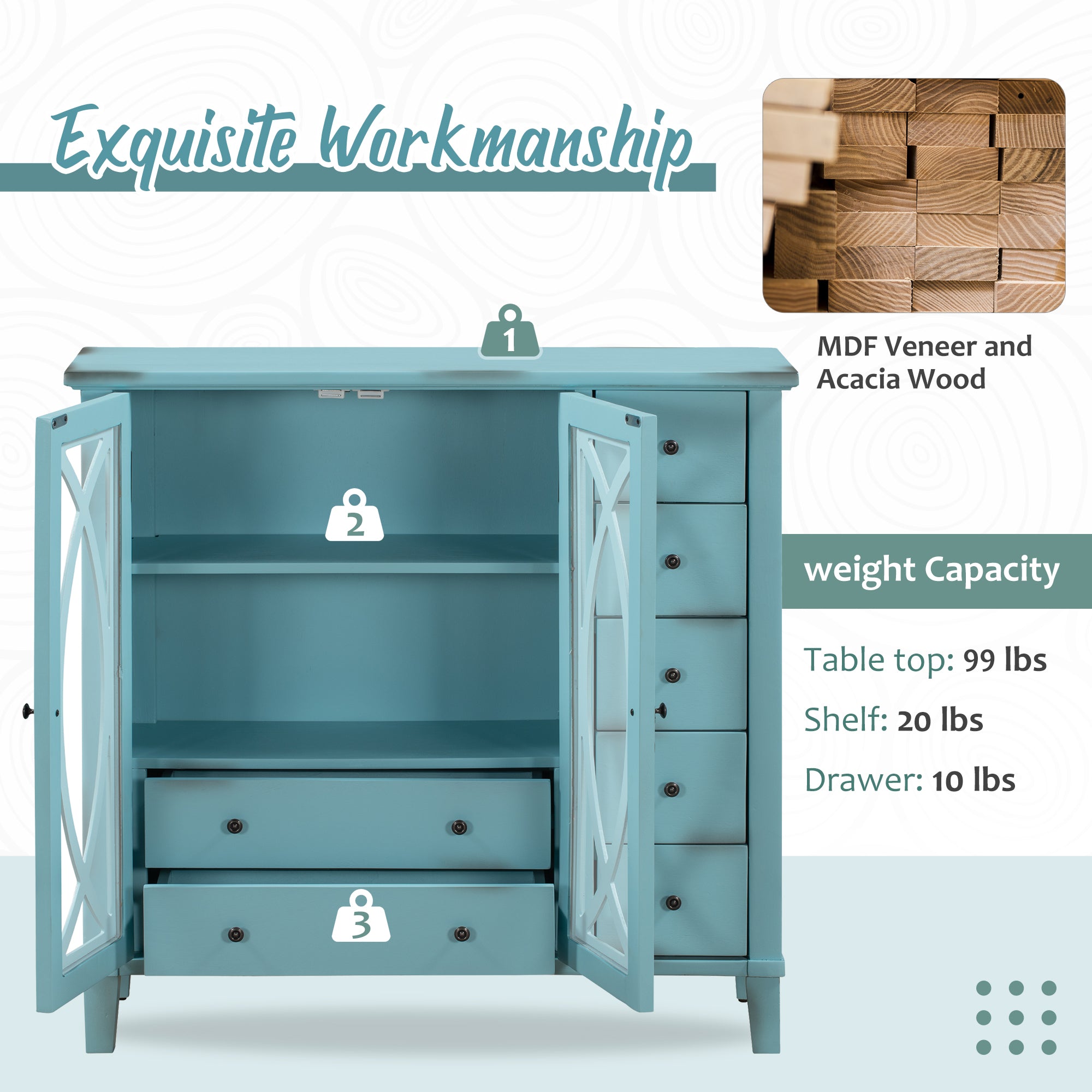 32" Wood 2-door Accent Storage Cabinet