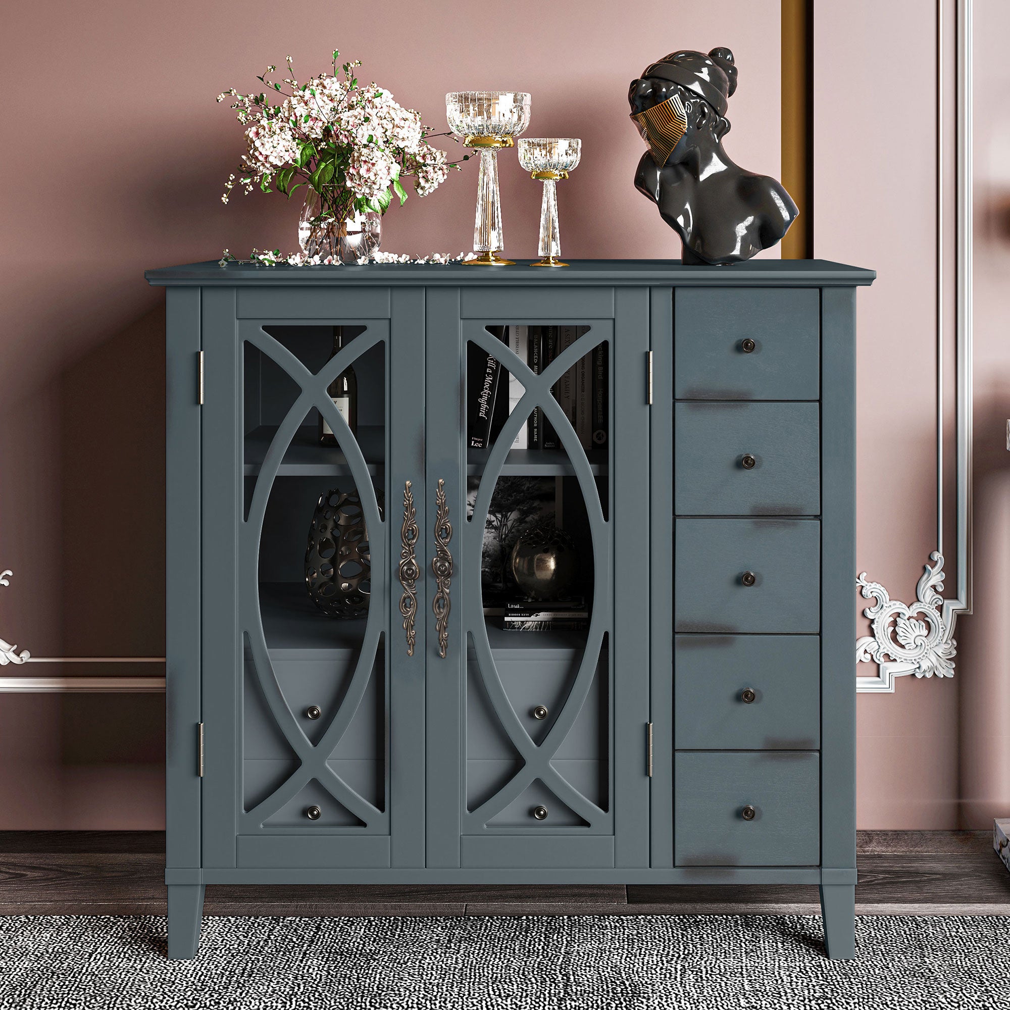 32" Wood 2-door Accent Storage Cabinet