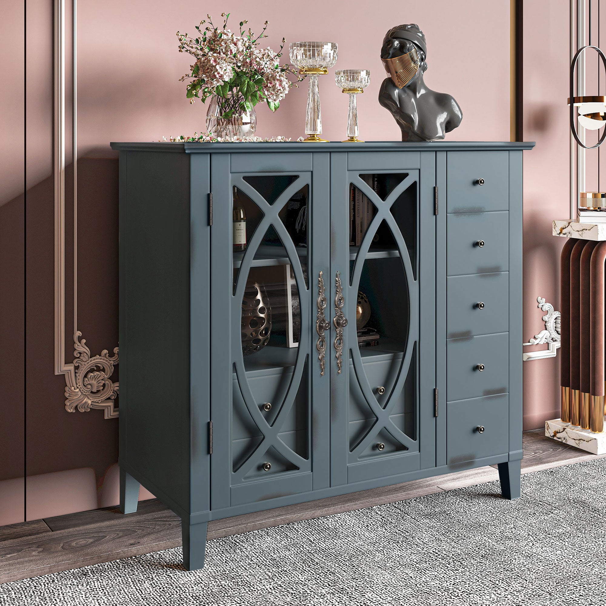 32" Wood 2-door Accent Storage Cabinet