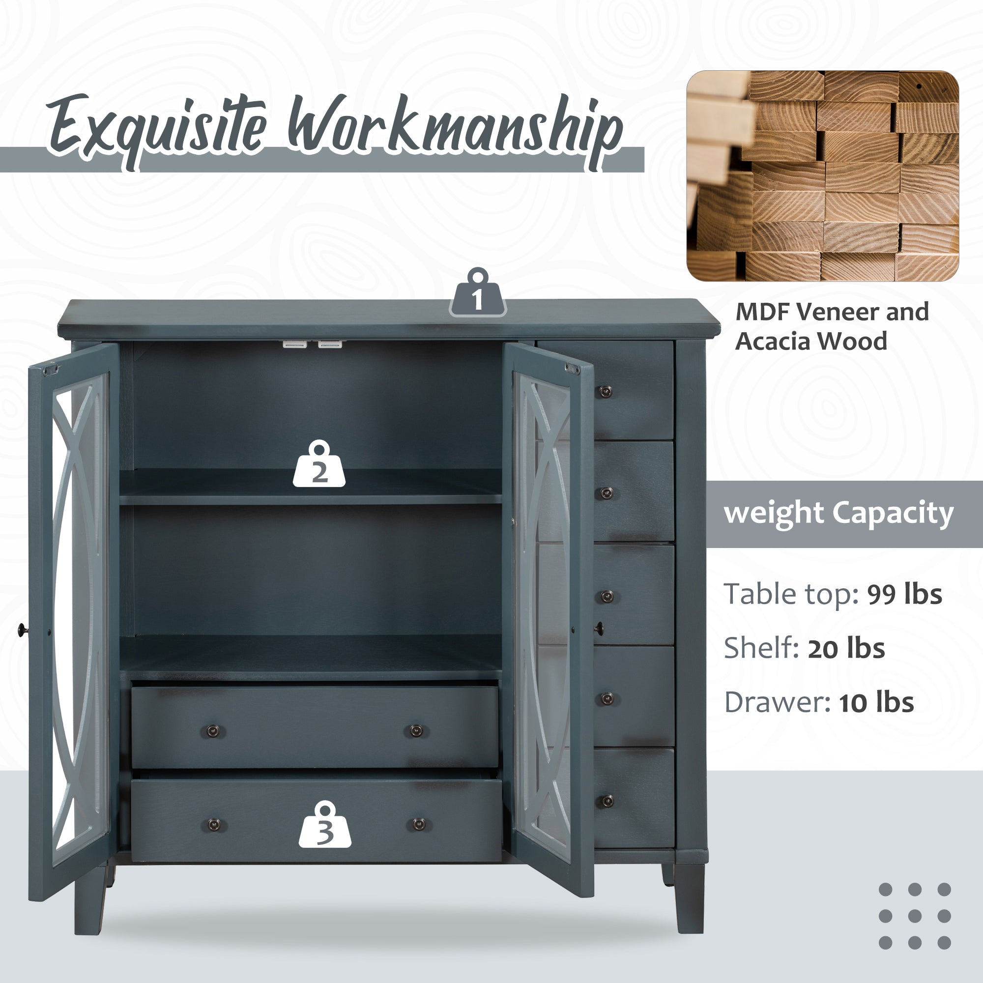 32" Wood 2-door Accent Storage Cabinet