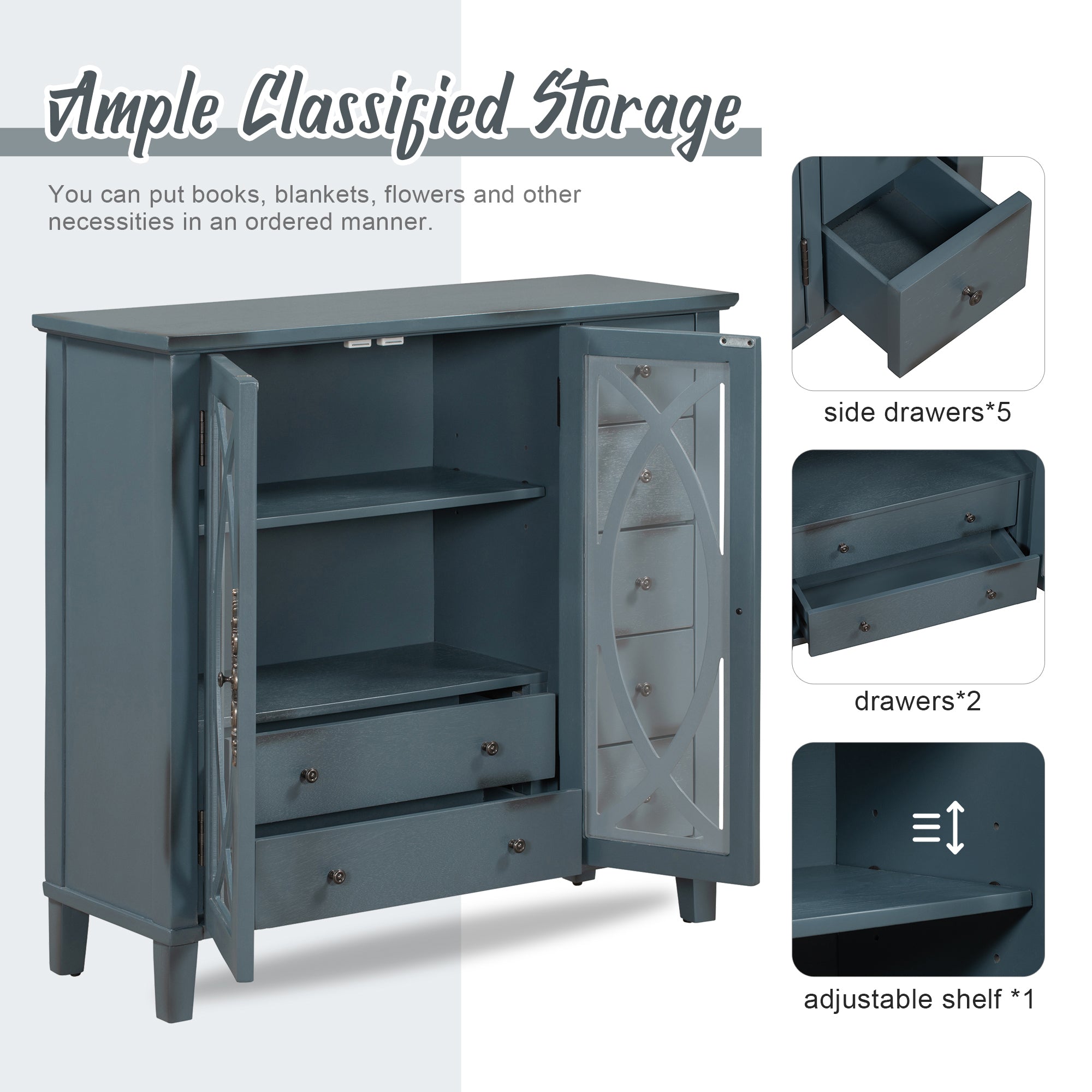 32" Wood 2-door Accent Storage Cabinet