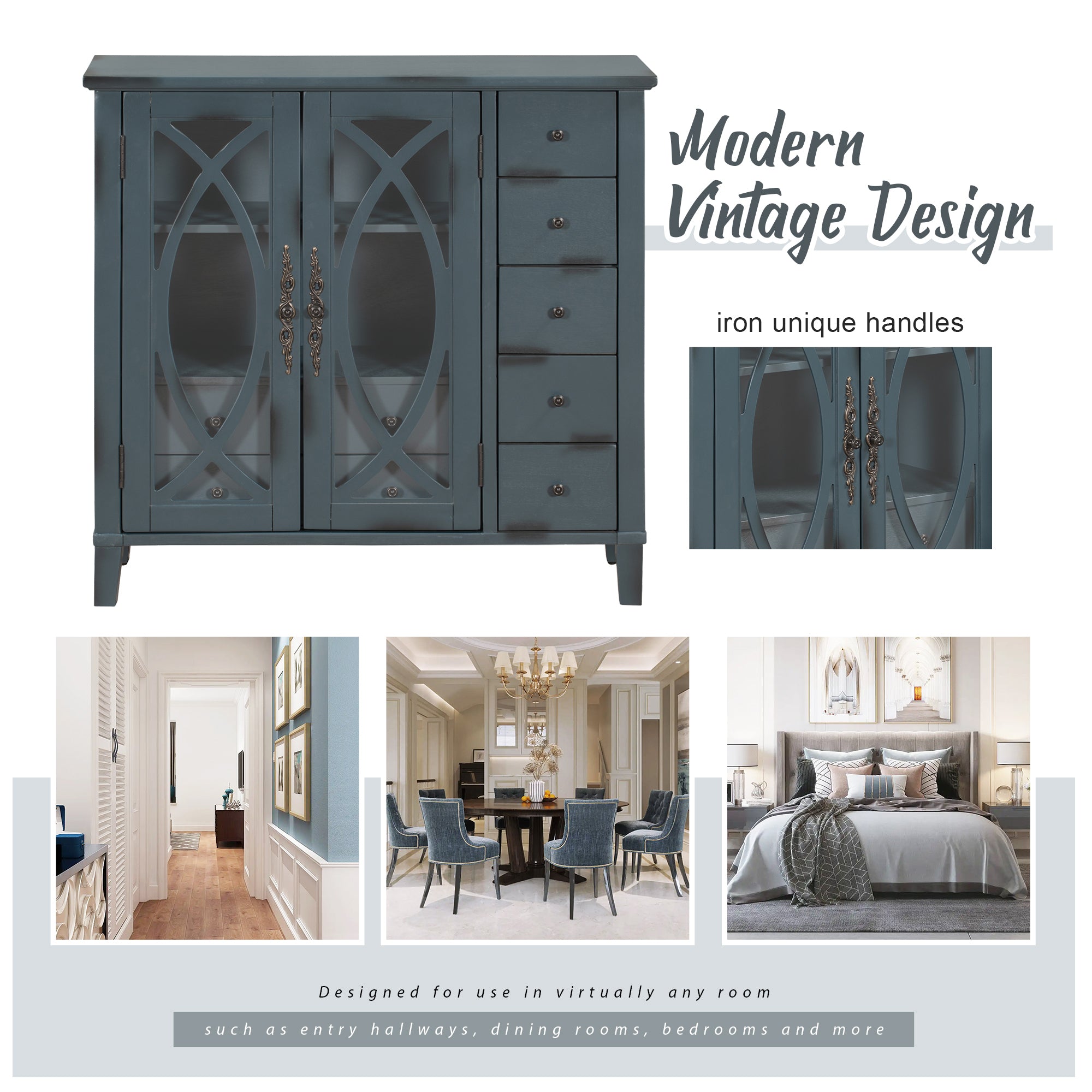 32" Wood 2-door Accent Storage Cabinet