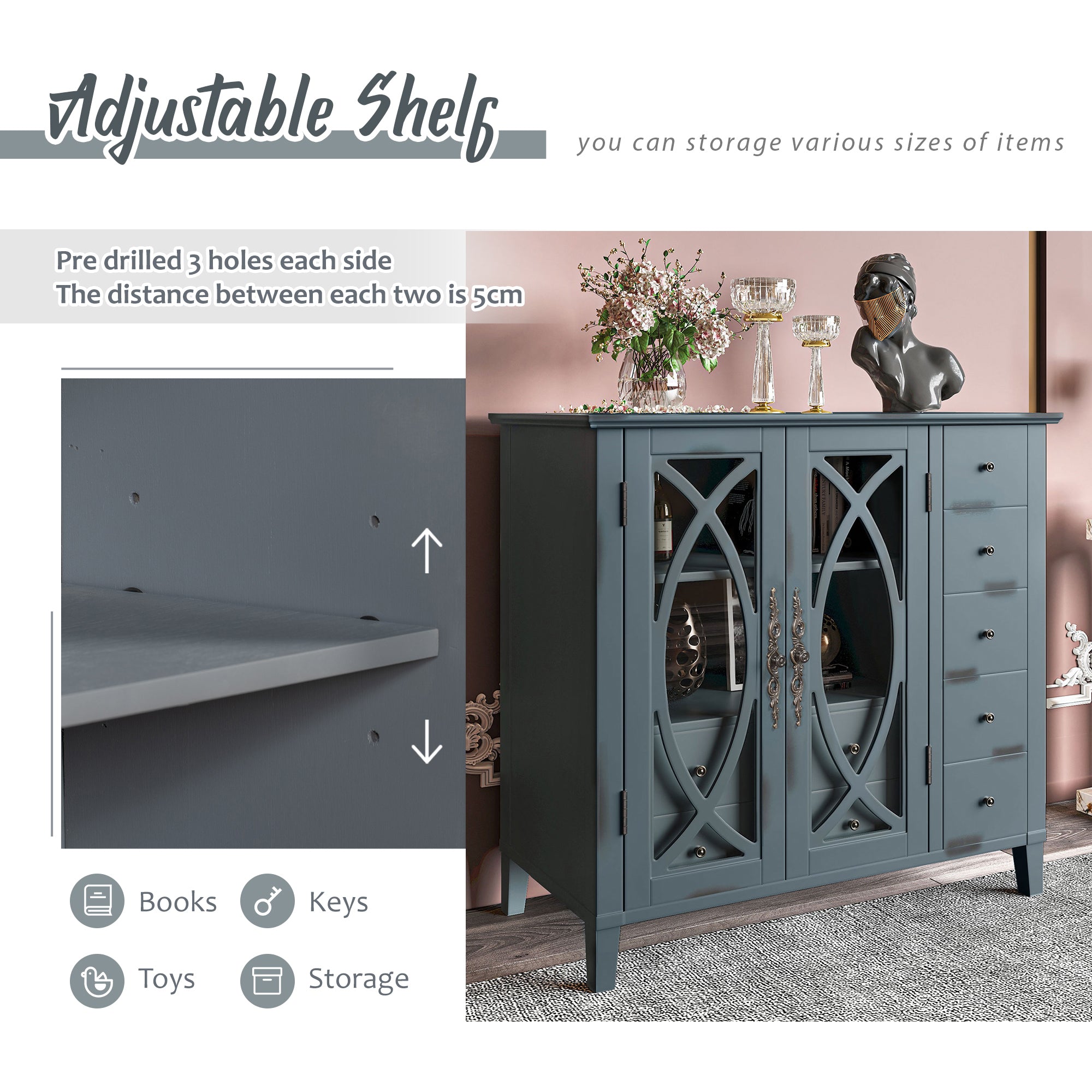 32" Wood 2-door Accent Storage Cabinet