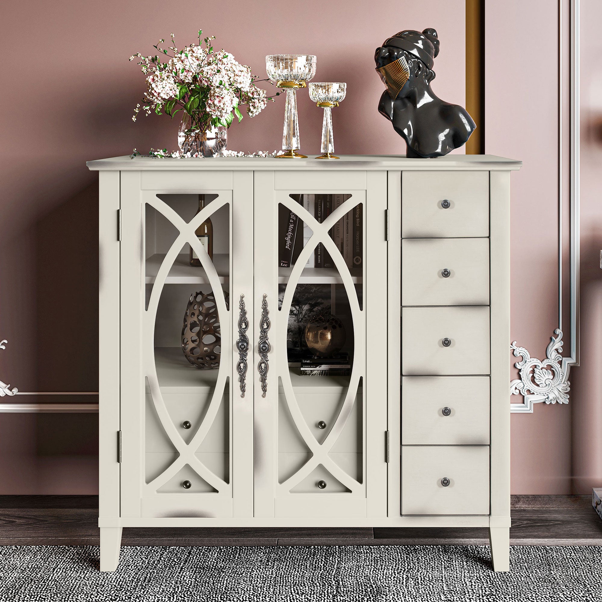 32" Wood 2-door Accent Storage Cabinet