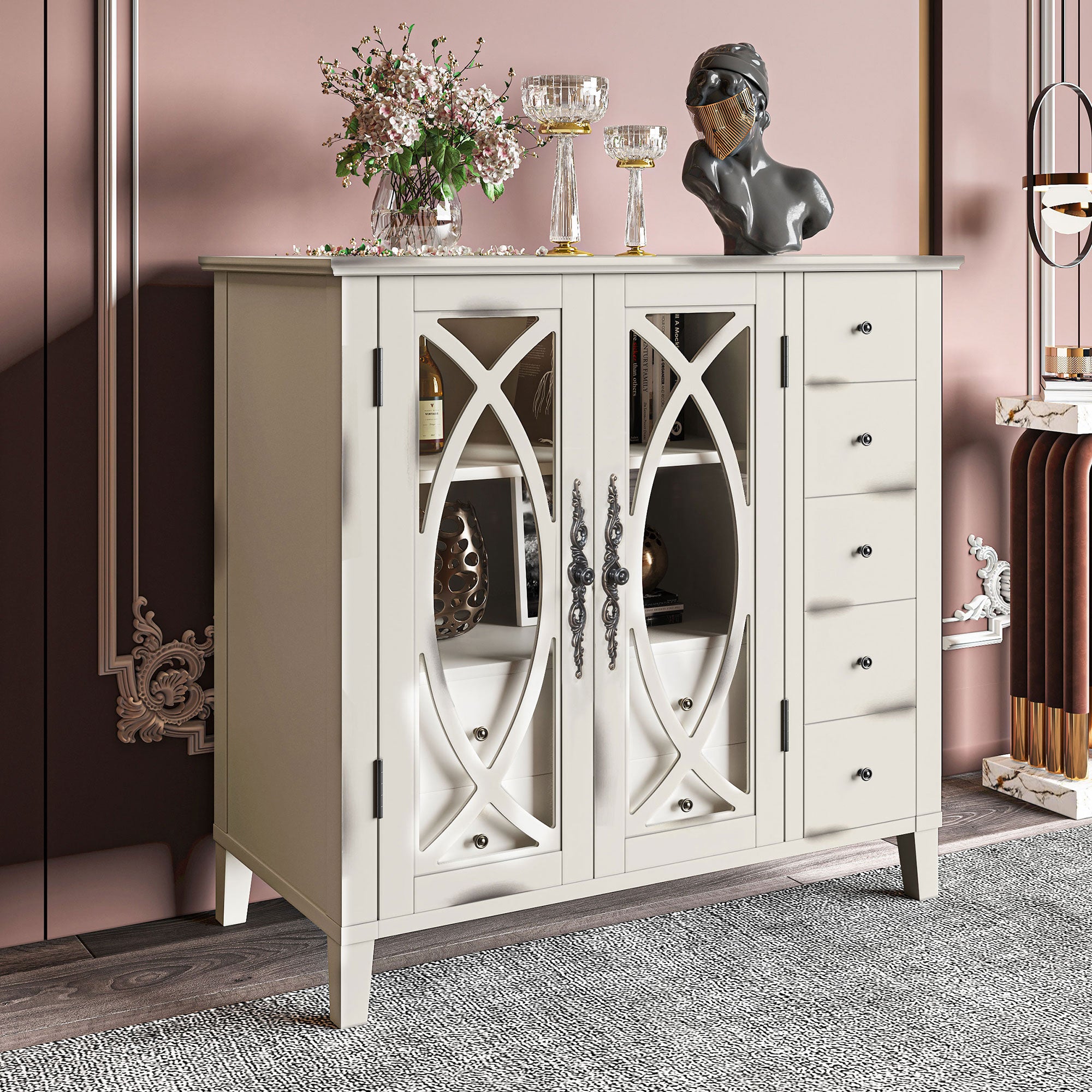 32" Wood 2-door Accent Storage Cabinet
