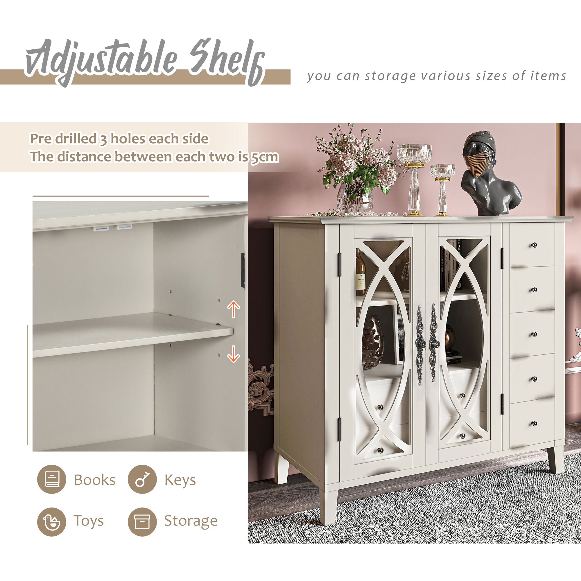 32" Wood 2-door Accent Storage Cabinet