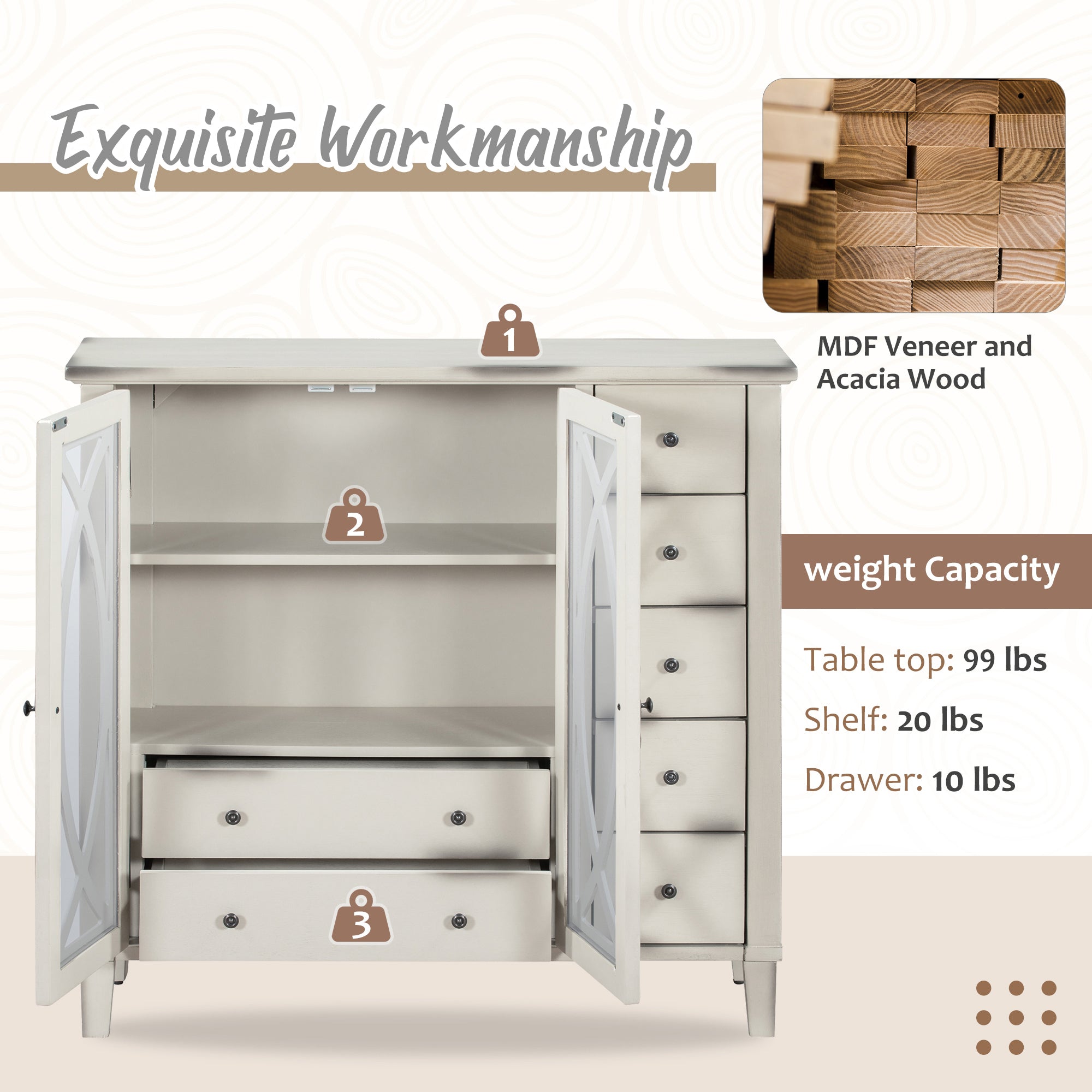 32" Wood 2-door Accent Storage Cabinet