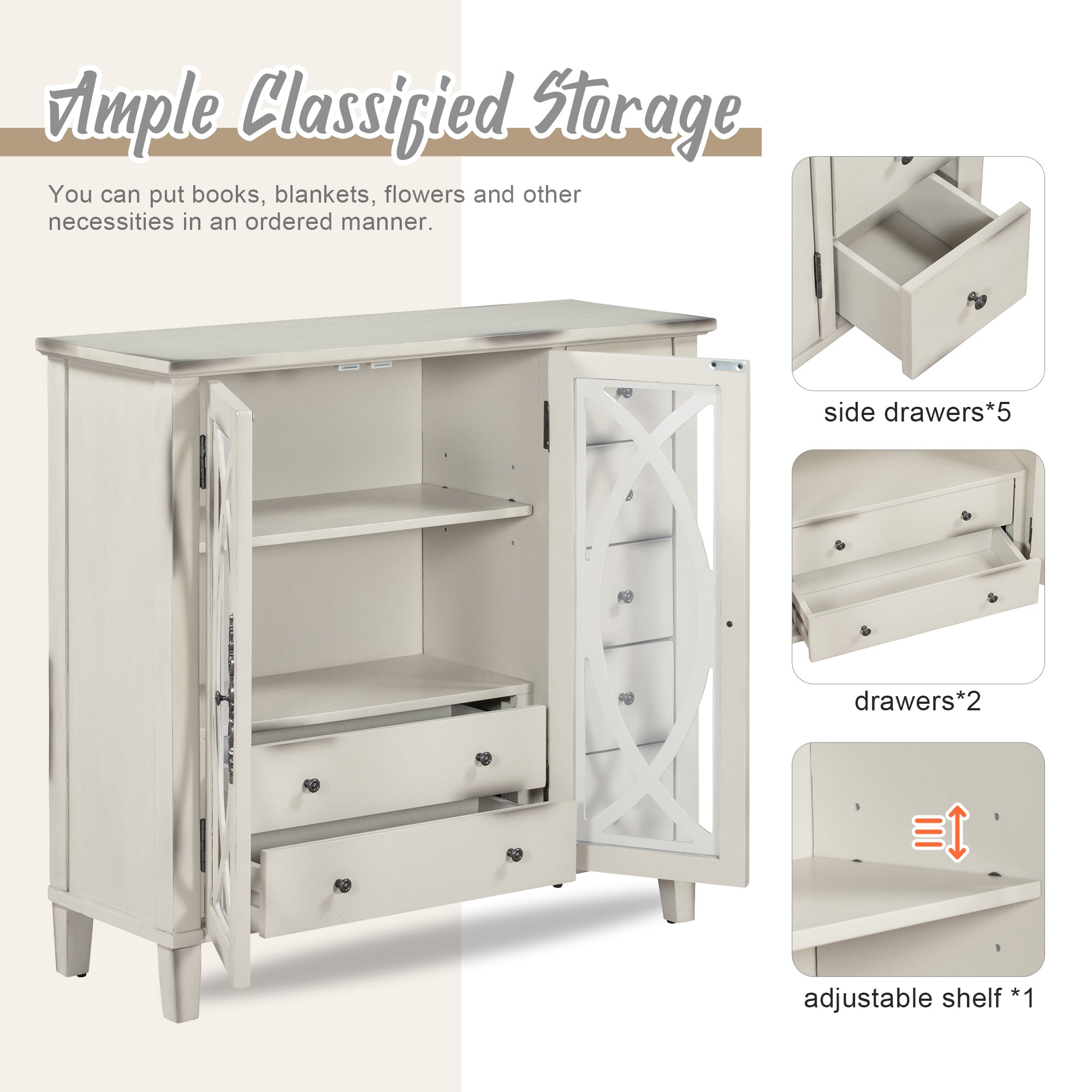 32" Wood 2-door Accent Storage Cabinet