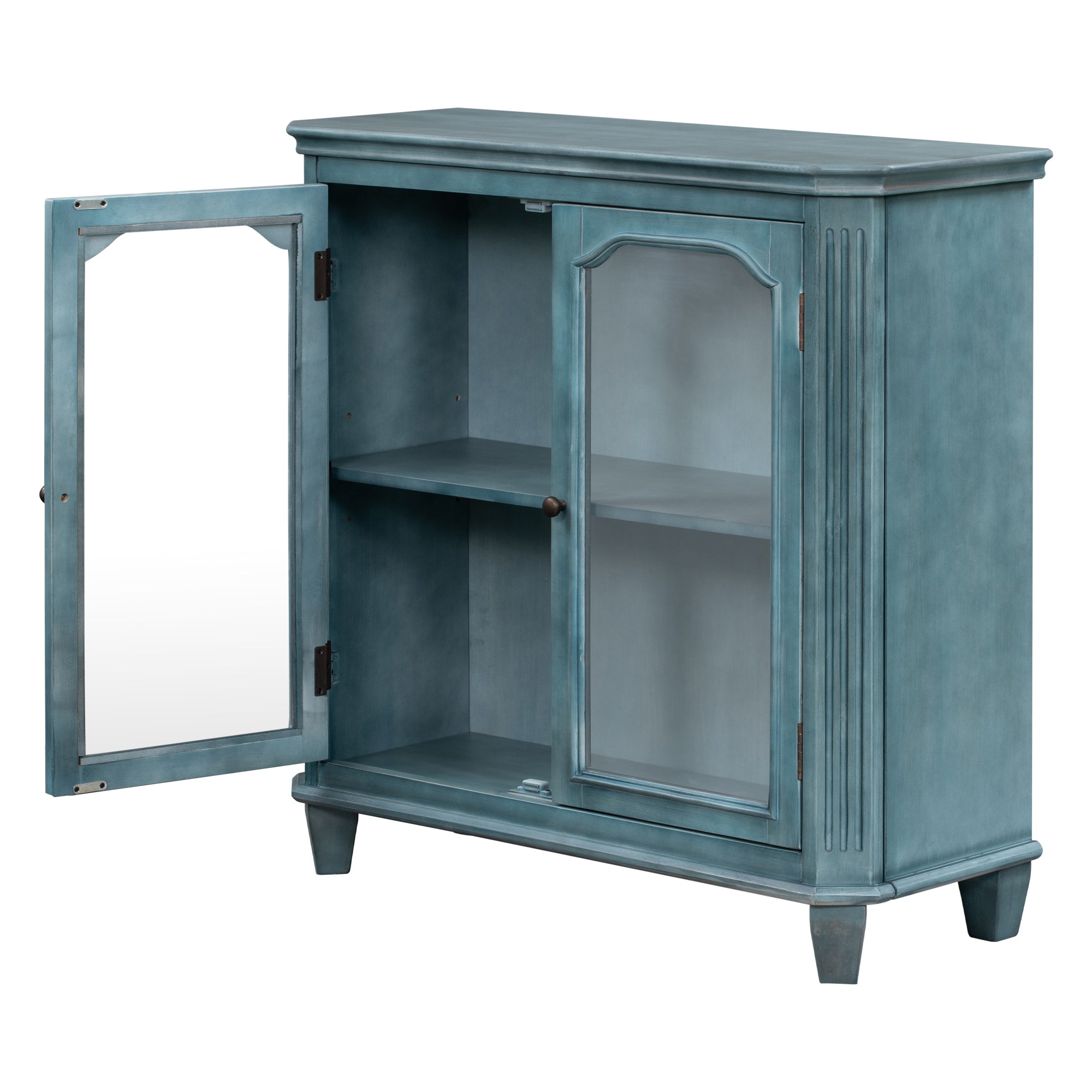 36" Tall Wood 2-door Accent Cabinet with Transparent Cabinet Doors