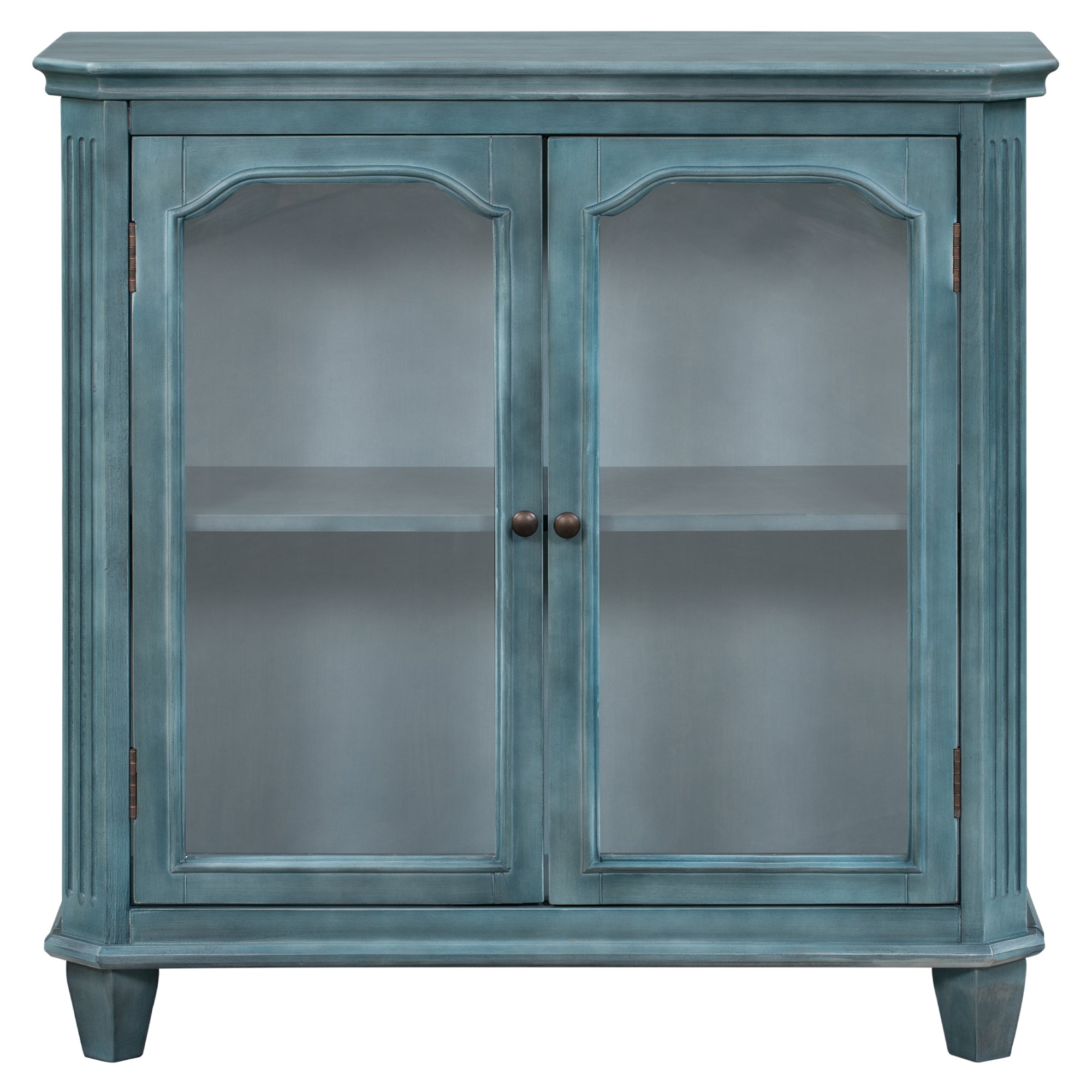 36" Tall Wood 2-door Accent Cabinet with Transparent Cabinet Doors
