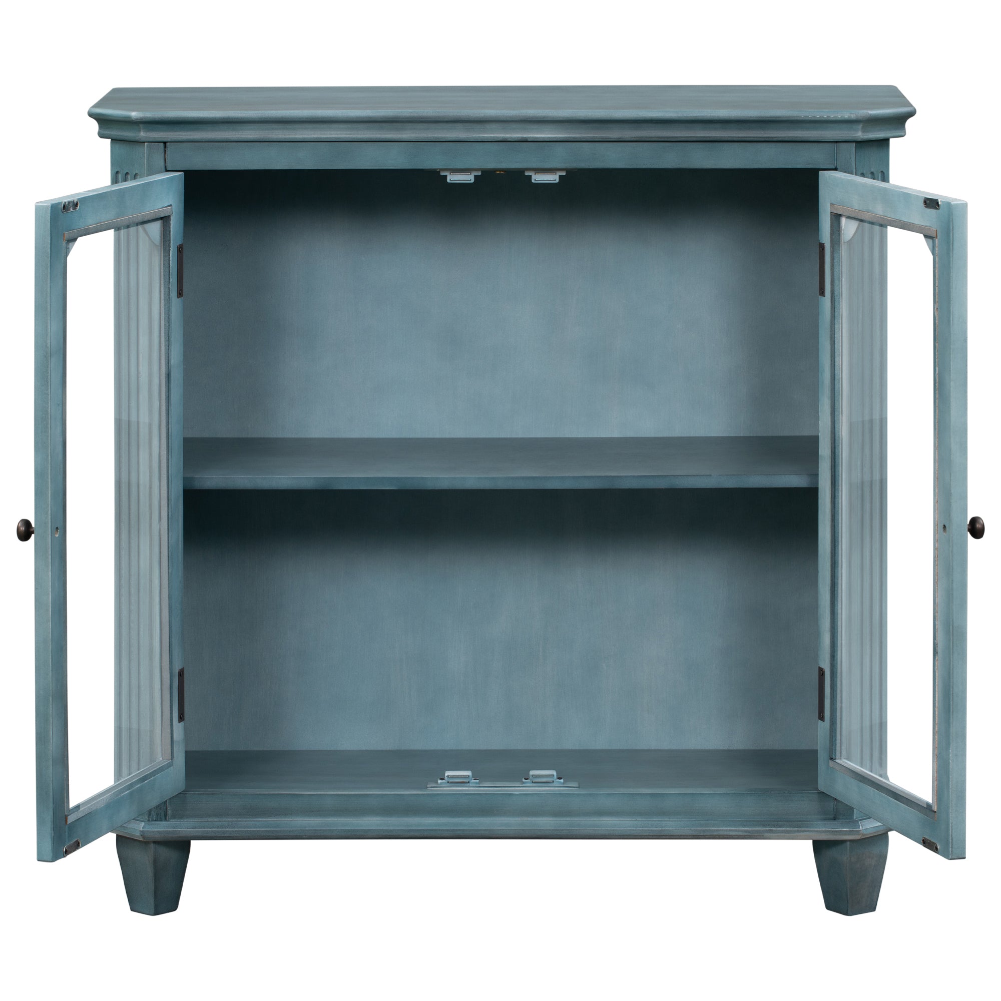 36" Tall Wood 2-door Accent Cabinet with Transparent Cabinet Doors