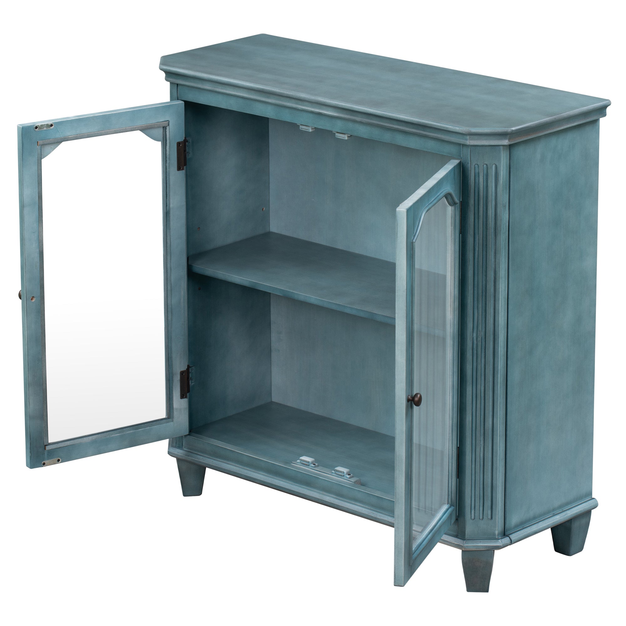 36" Tall Wood 2-door Accent Cabinet with Transparent Cabinet Doors