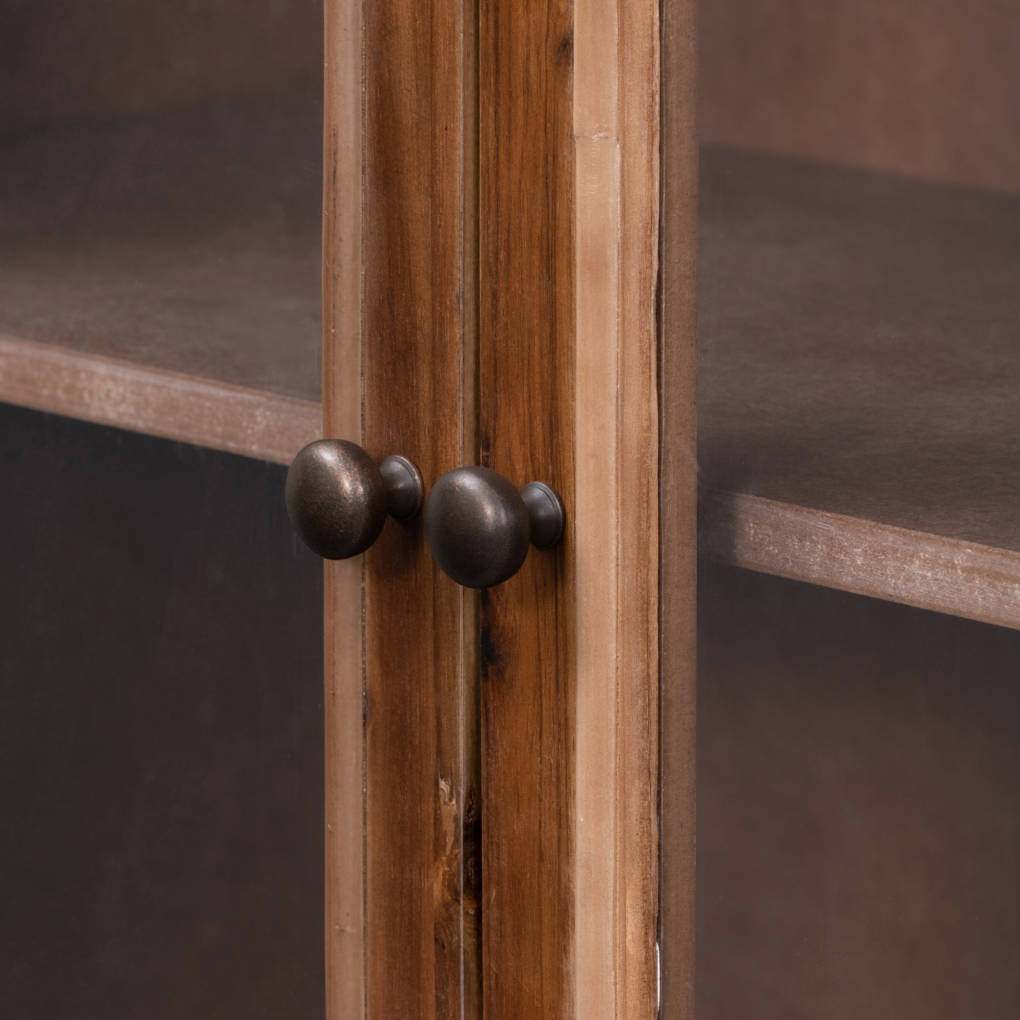 36" Tall Wood 2-door Accent Cabinet with Transparent Cabinet Doors