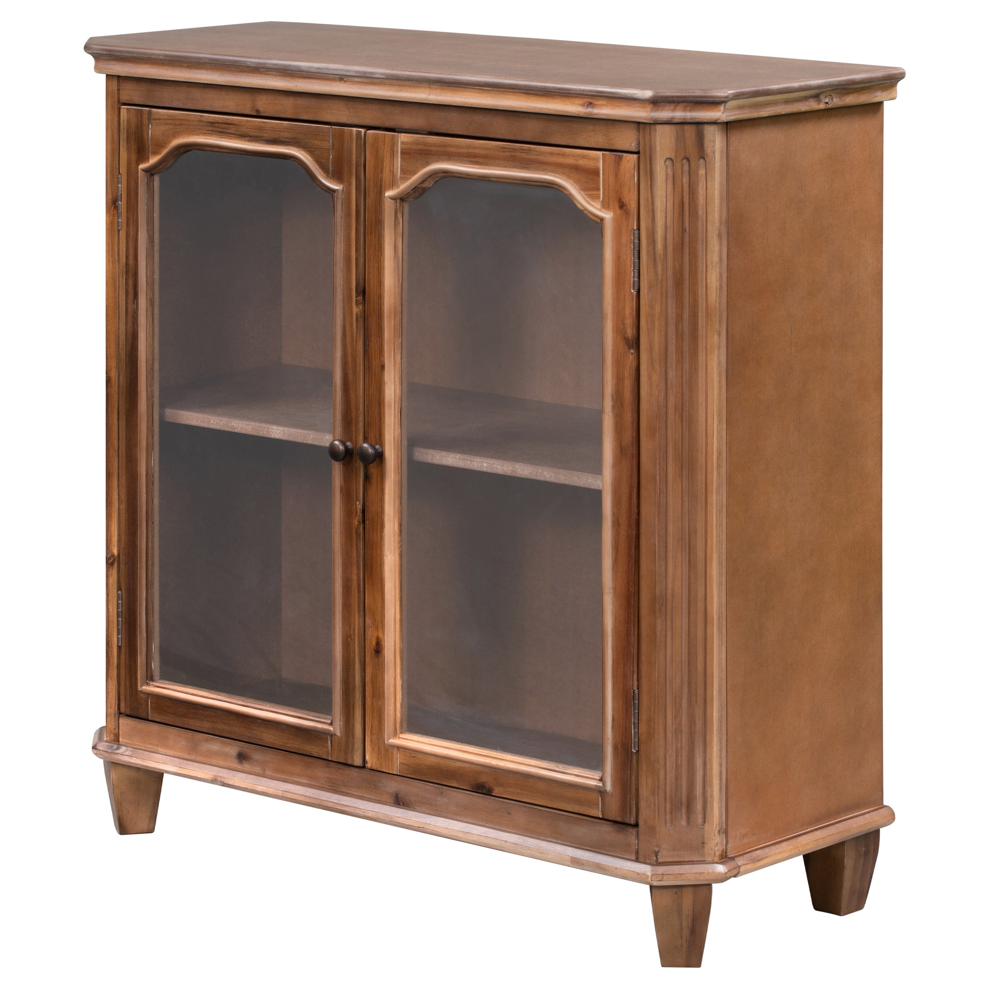 36" Tall Wood 2-door Accent Cabinet with Transparent Cabinet Doors