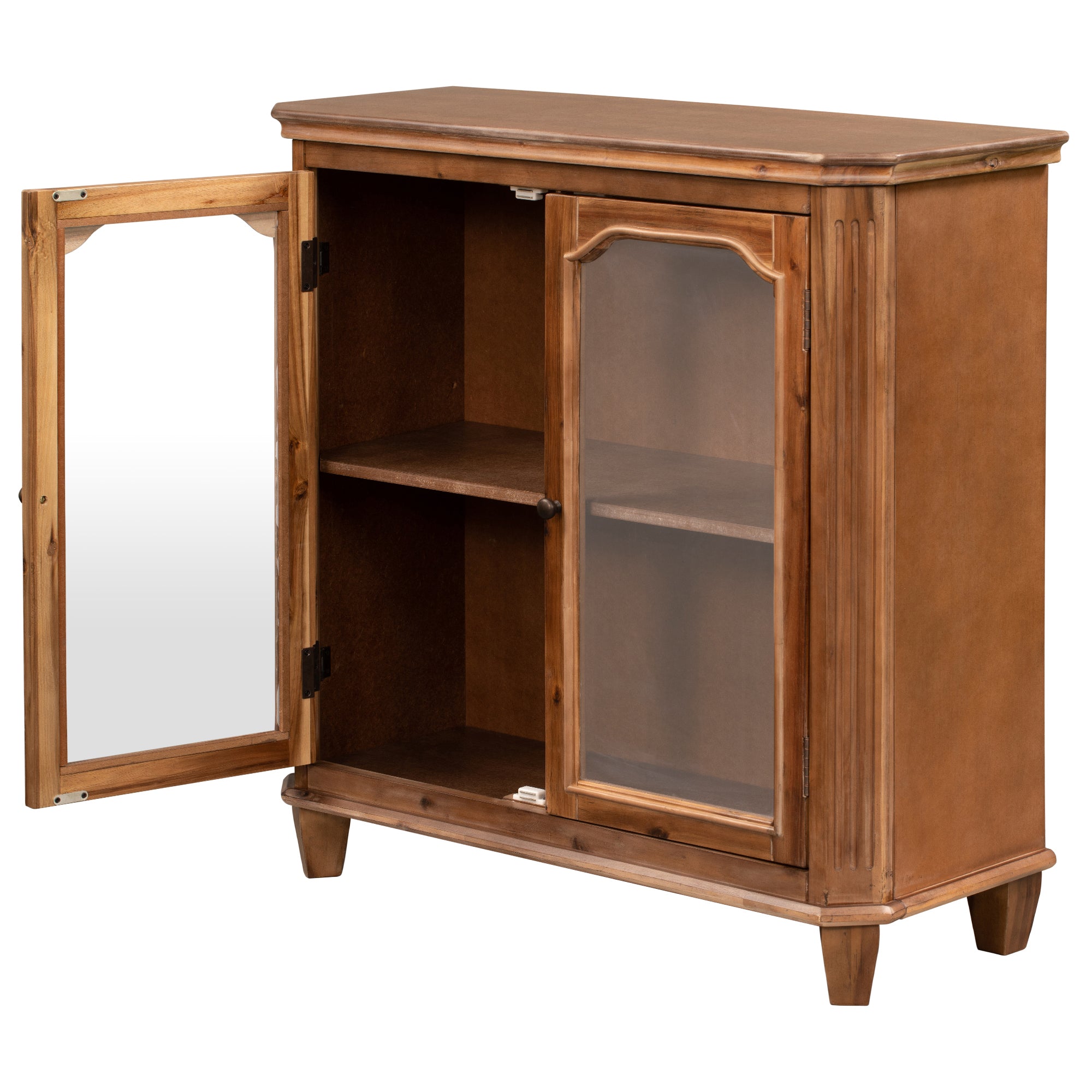 36" Tall Wood 2-door Accent Cabinet with Transparent Cabinet Doors