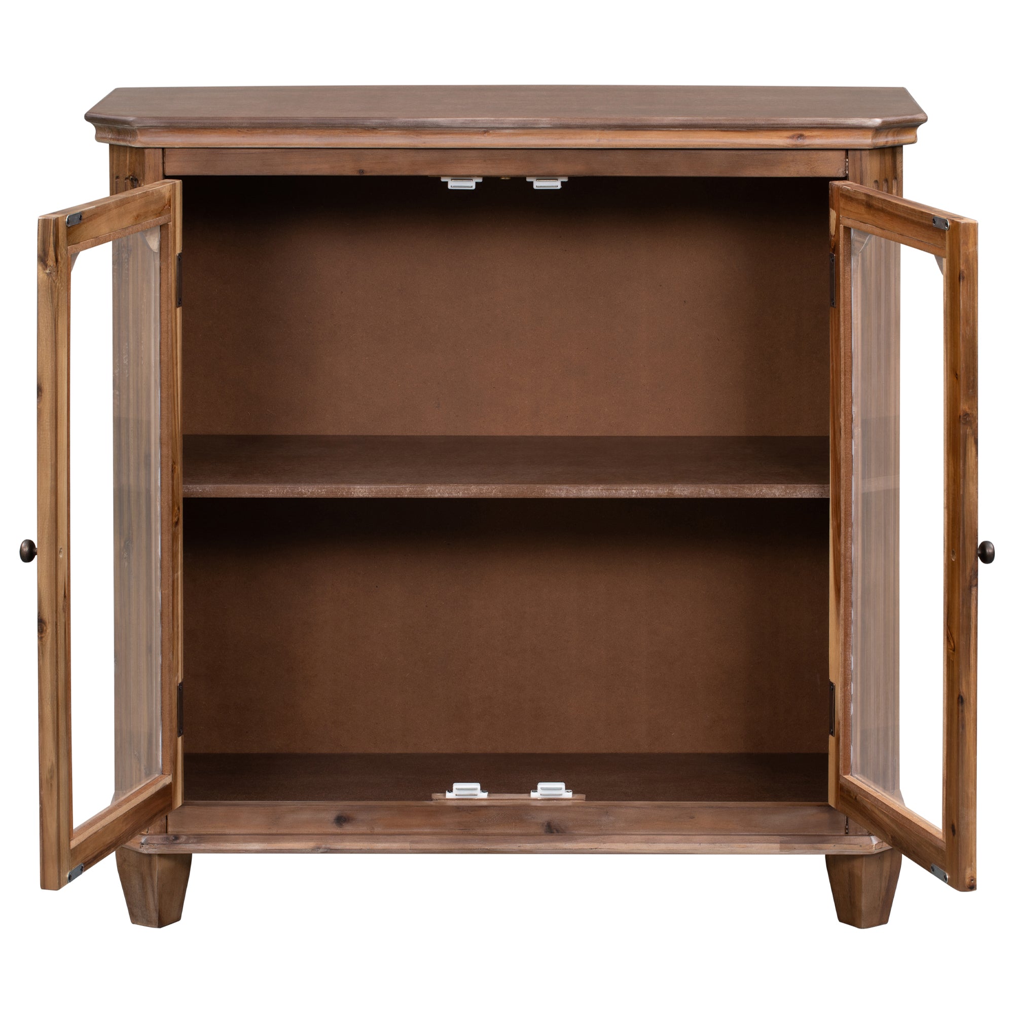 36" Tall Wood 2-door Accent Cabinet with Transparent Cabinet Doors