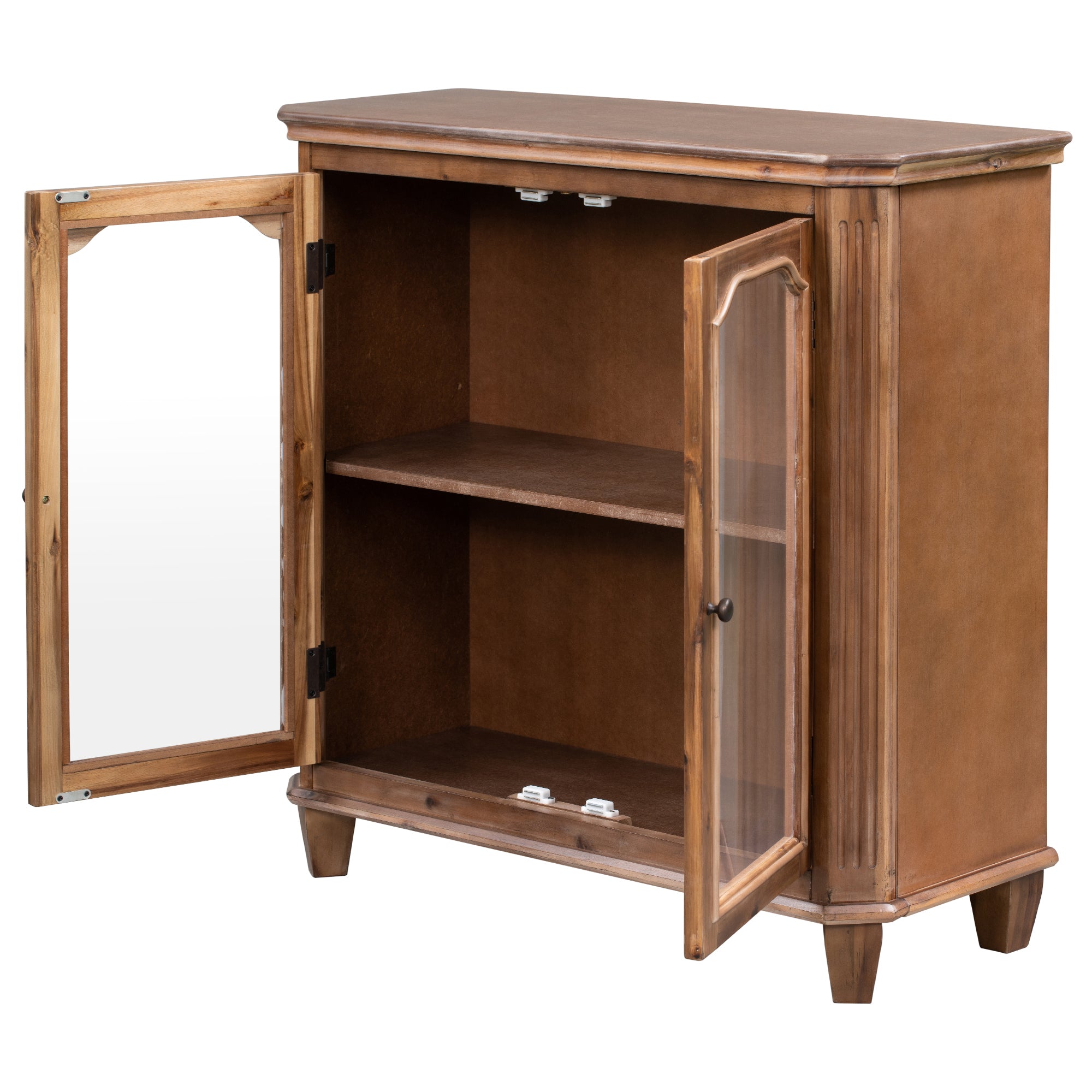 36" Tall Wood 2-door Accent Cabinet with Transparent Cabinet Doors