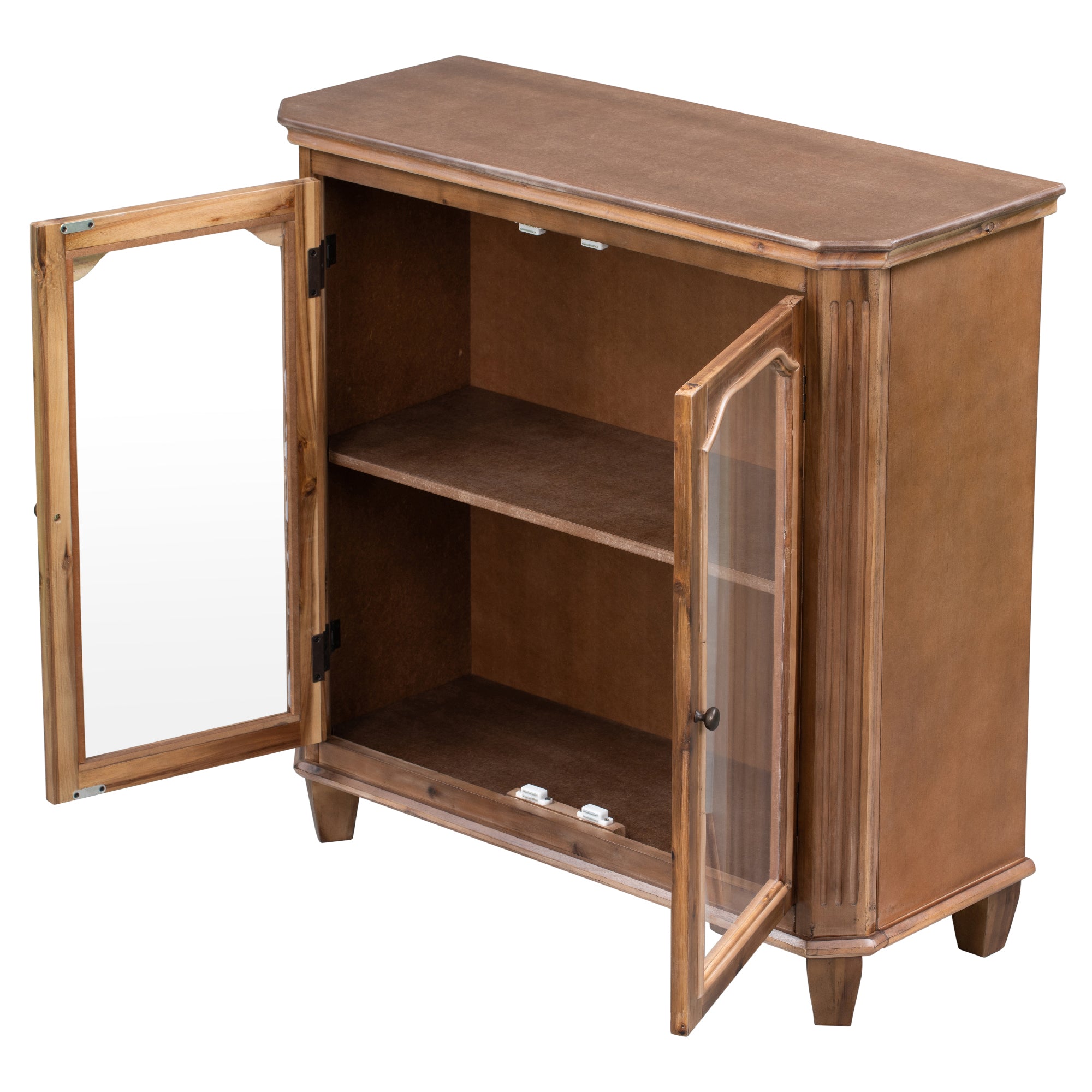 36" Tall Wood 2-door Accent Cabinet with Transparent Cabinet Doors