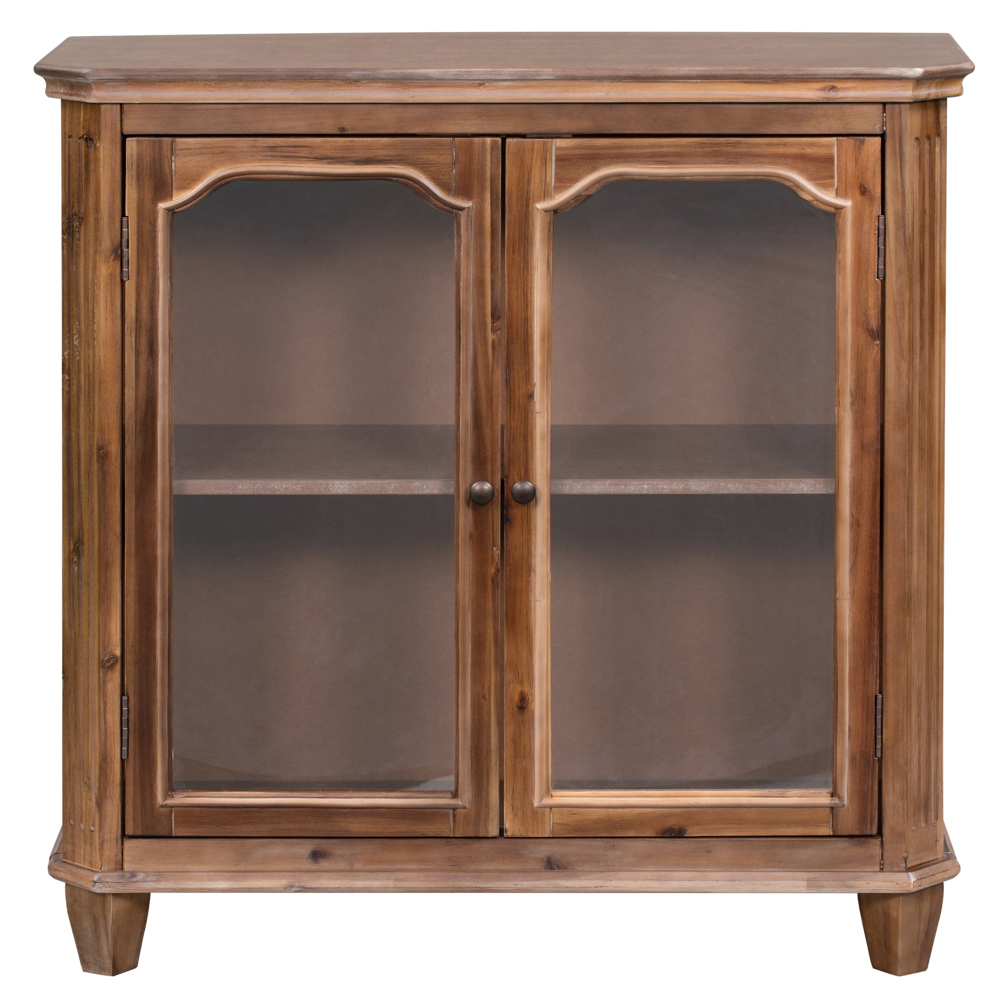 36" Tall Wood 2-door Accent Cabinet with Transparent Cabinet Doors