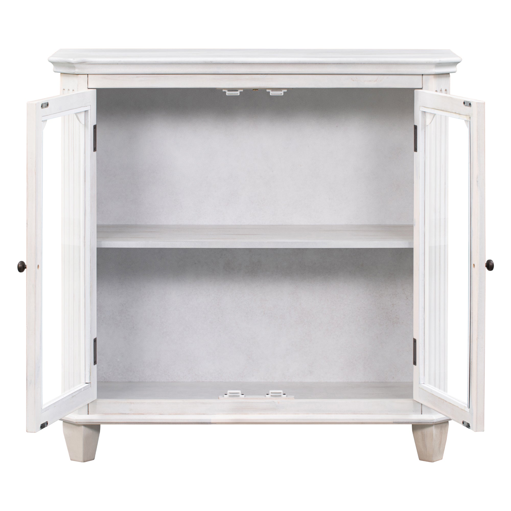 36" Tall Wood 2-door Accent Cabinet with Transparent Cabinet Doors