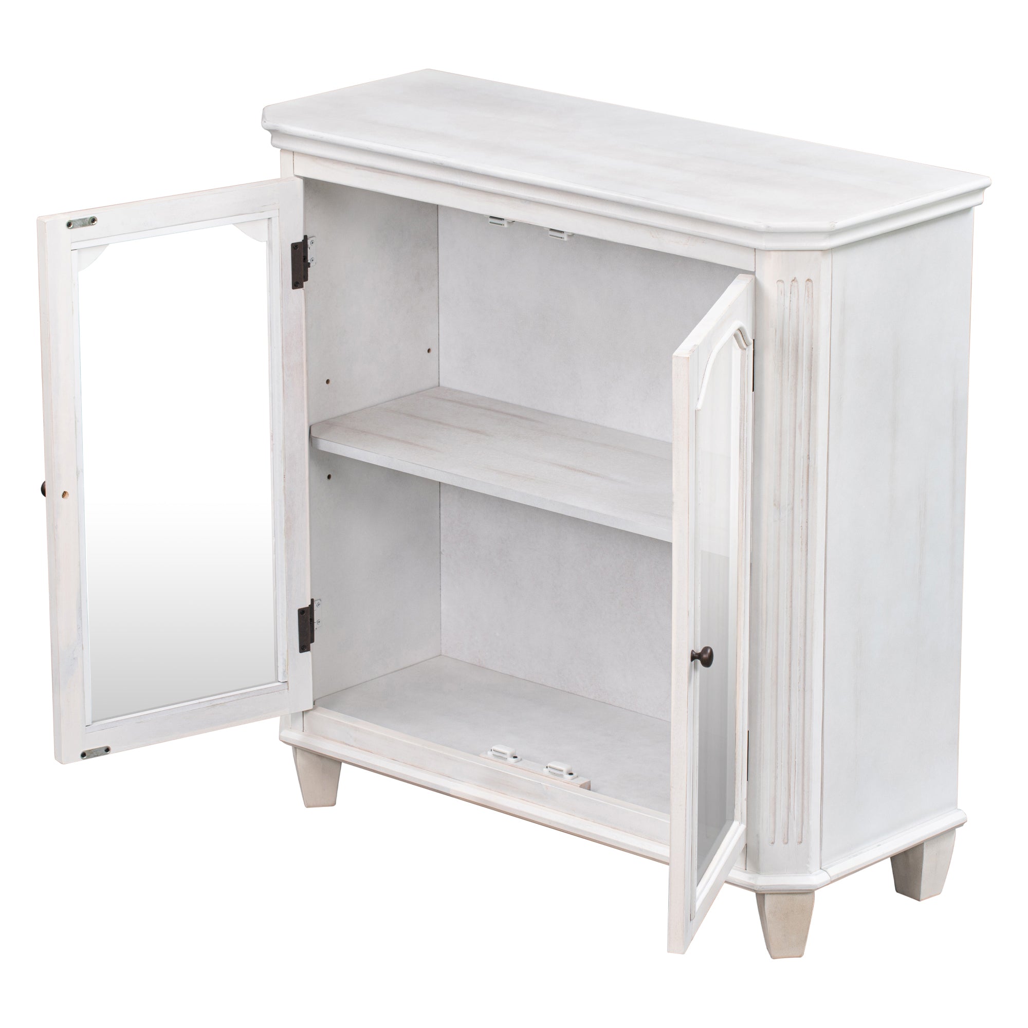 36" Tall Wood 2-door Accent Cabinet with Transparent Cabinet Doors