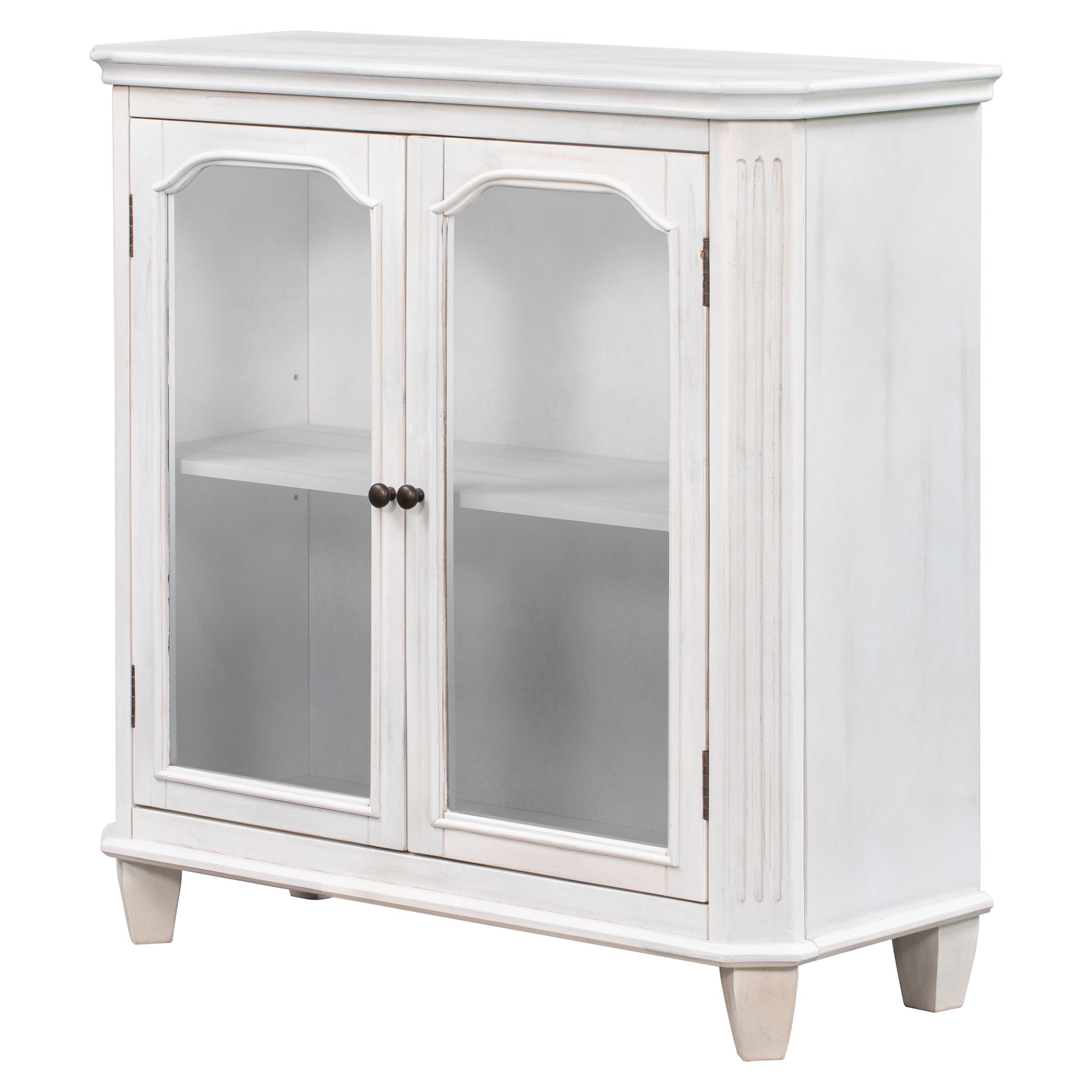 36" Tall Wood 2-door Accent Cabinet with Transparent Cabinet Doors